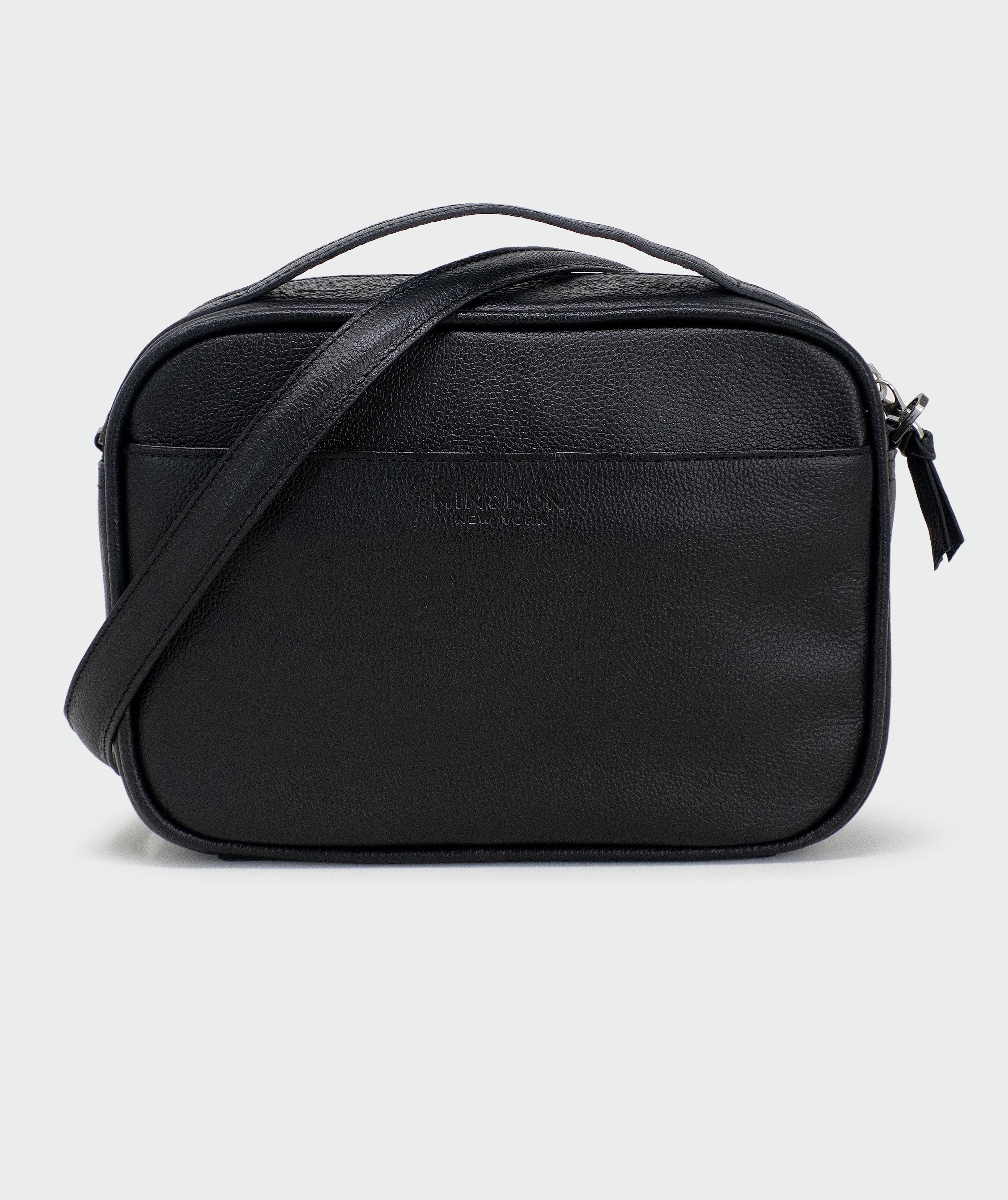 Verto Crossbody Black Leather Handbag - Flying Tiger Embroidery