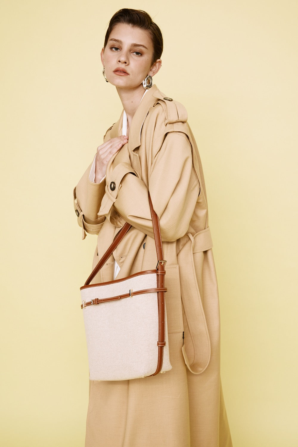 Small Caramel Canvas Belted Tote Bag (Final Sale)