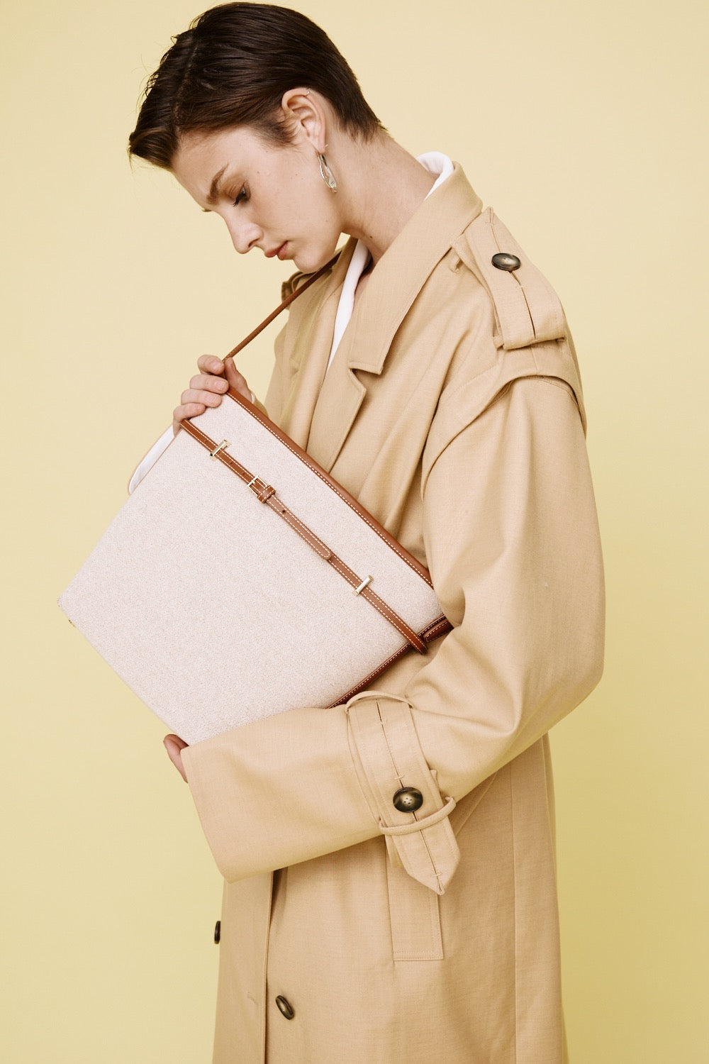 Small Caramel Canvas Belted Tote Bag (Final Sale)