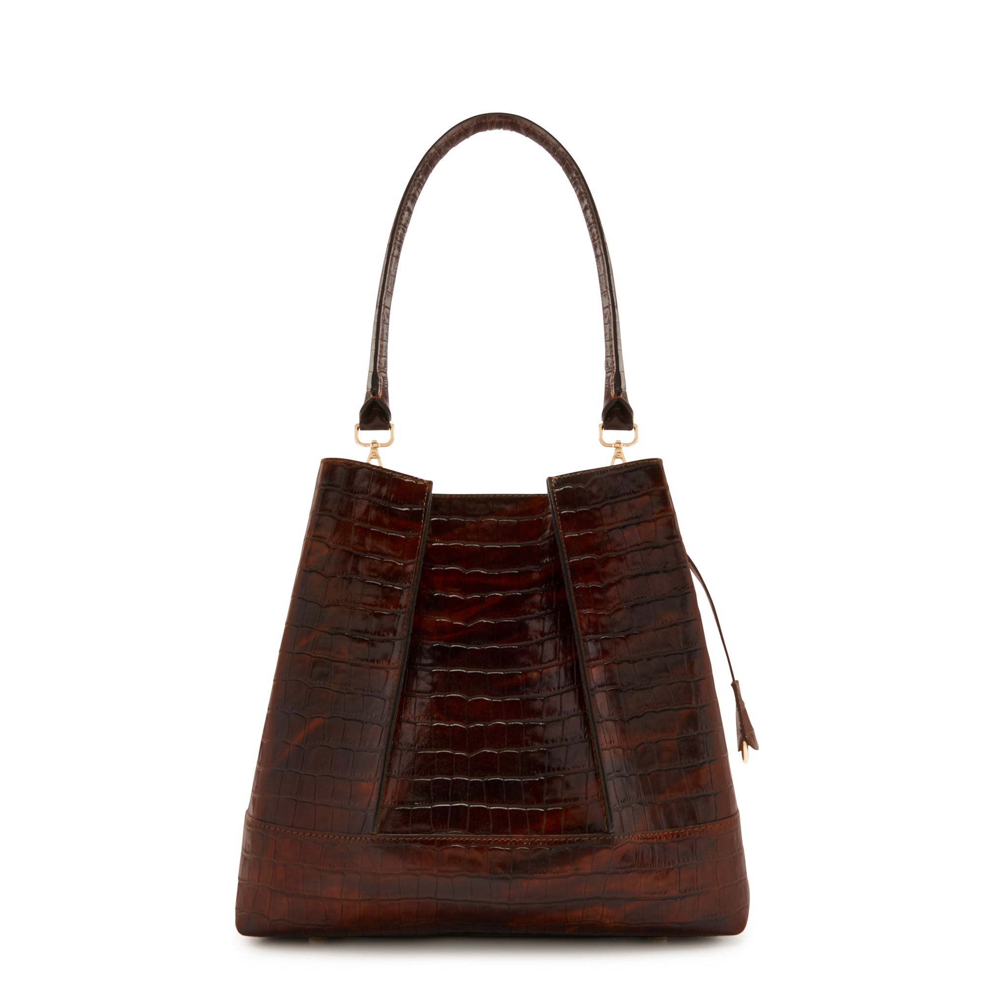 Femme Forte Macie croco brown calfskin leather handbag