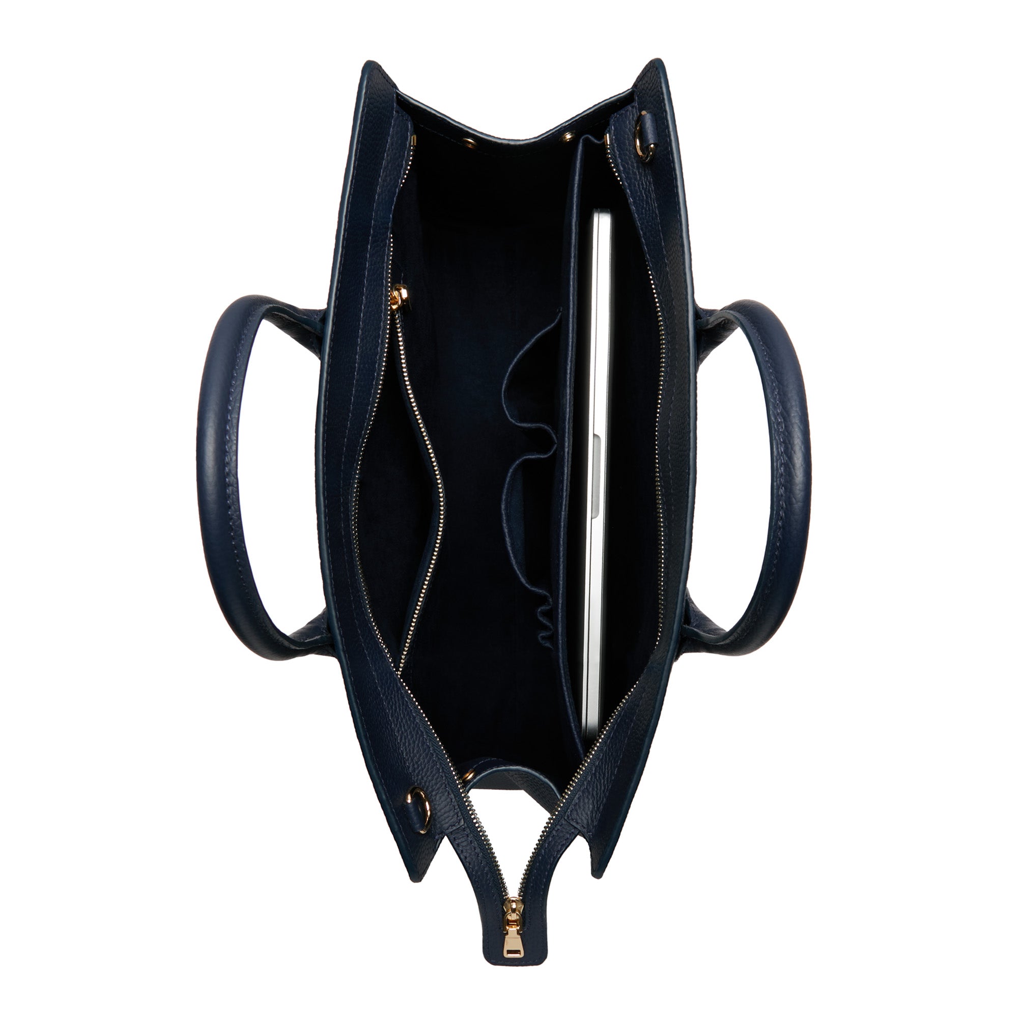 Honoré Nadine blue calfskin leather handbag with 16.4 inch laptop pocket