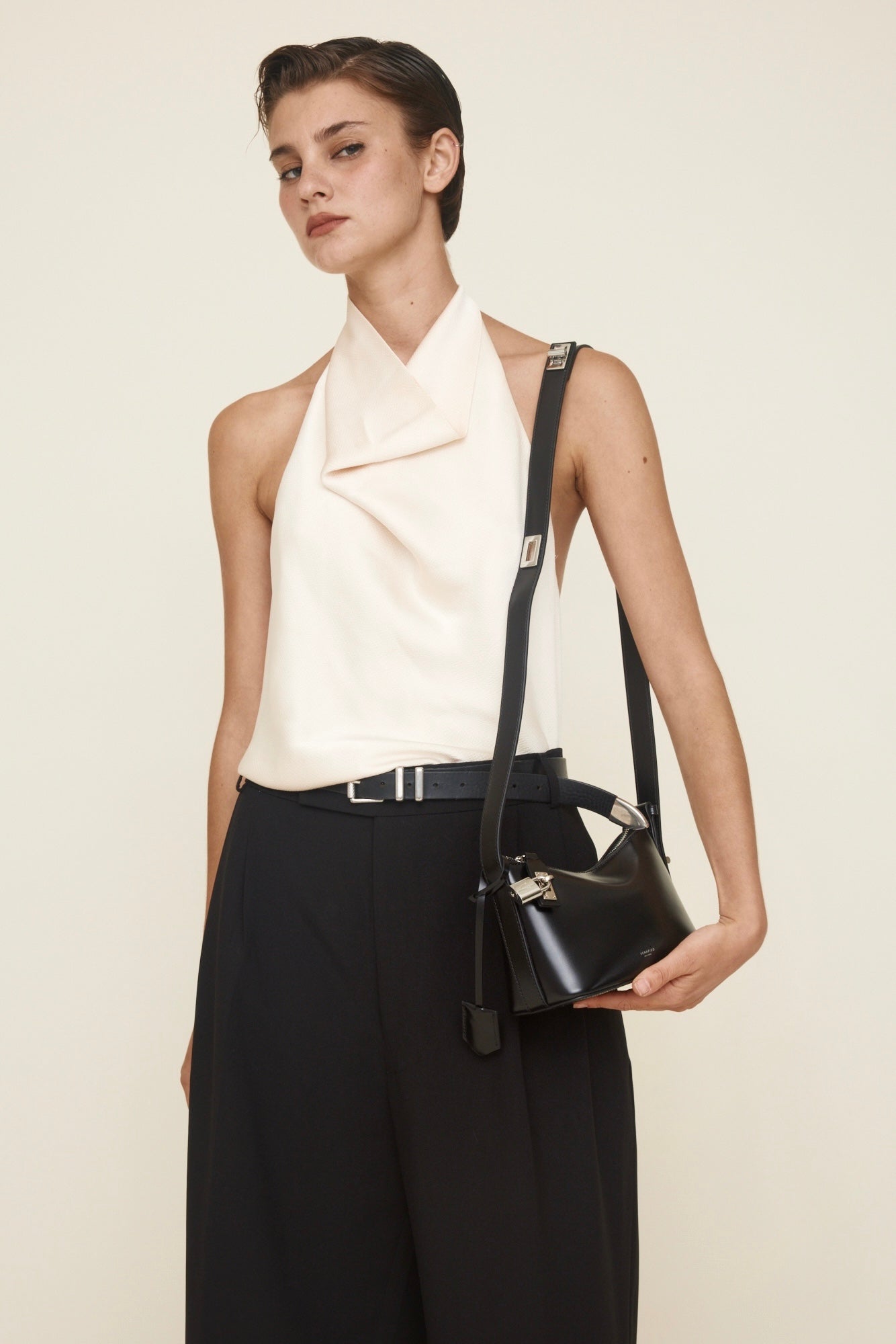 Mini Silver Black Hobo Bag