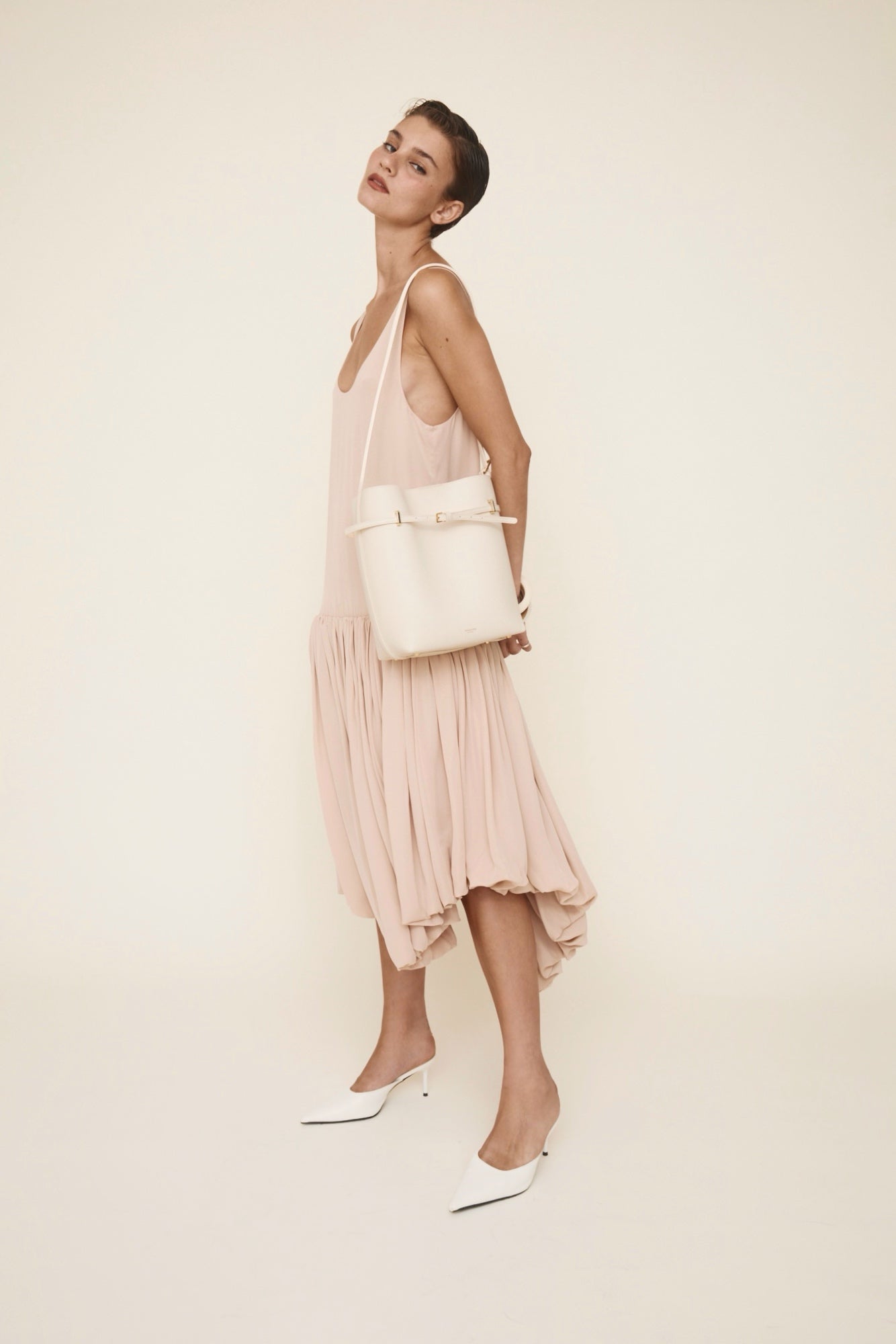 Small Ivory Belted Tote Bag (Final Sale)