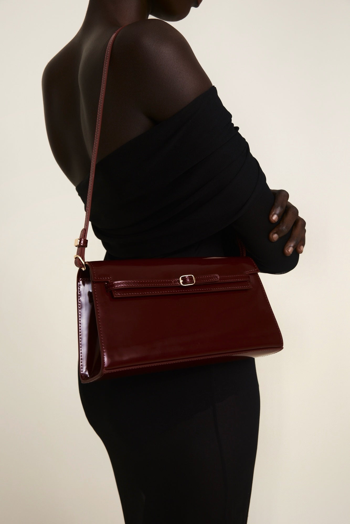 Patent Dark Cherry Shoulder Bag