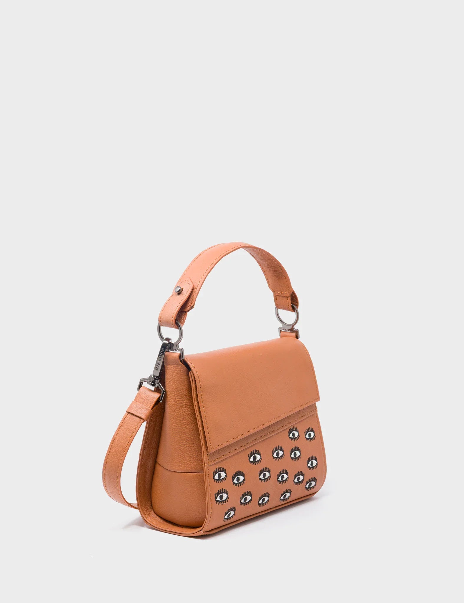 Anastasio Micro Crossbody Handbag Caramel Leather - All Over Eyes Embroidery