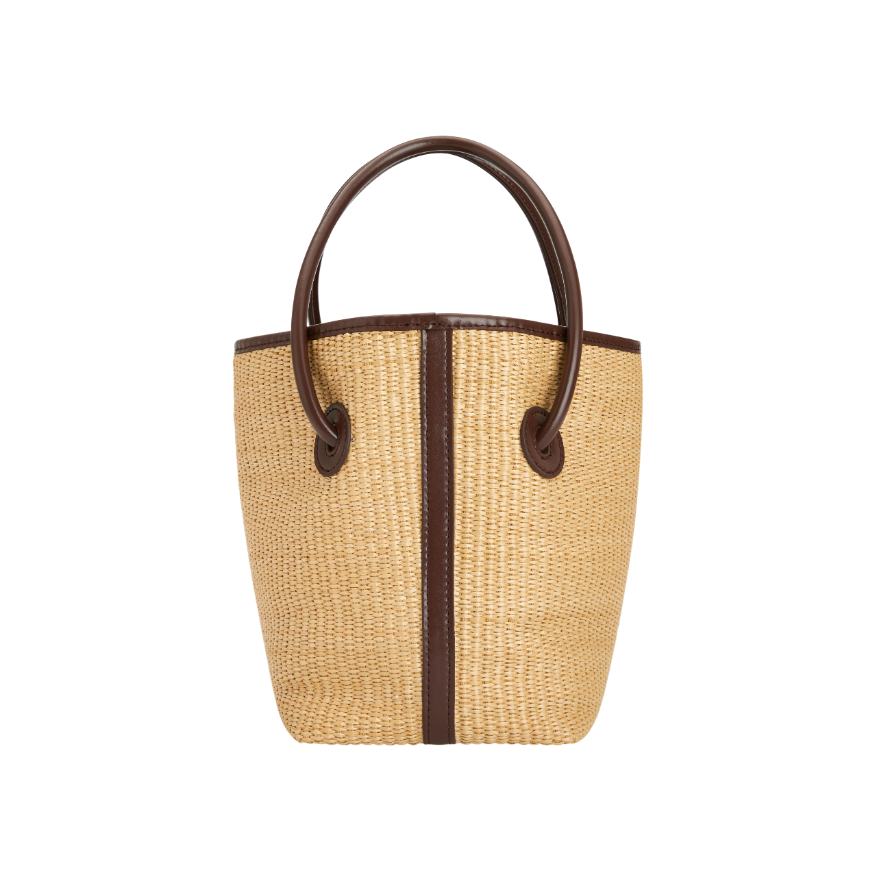 Leather-trimmed Raffia Bucket Bag (Final Sale)