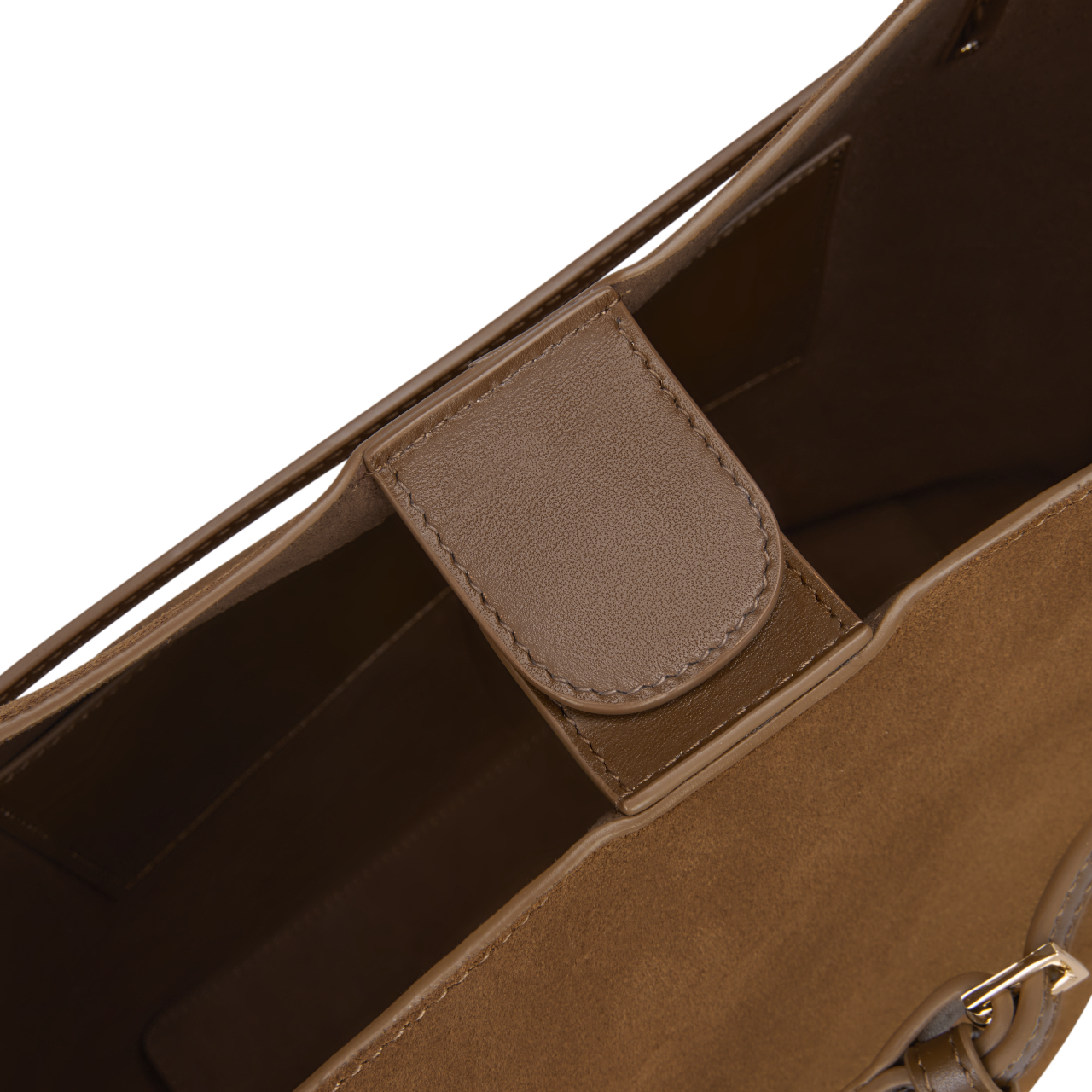 Toffee Suede Belted Tote Bag