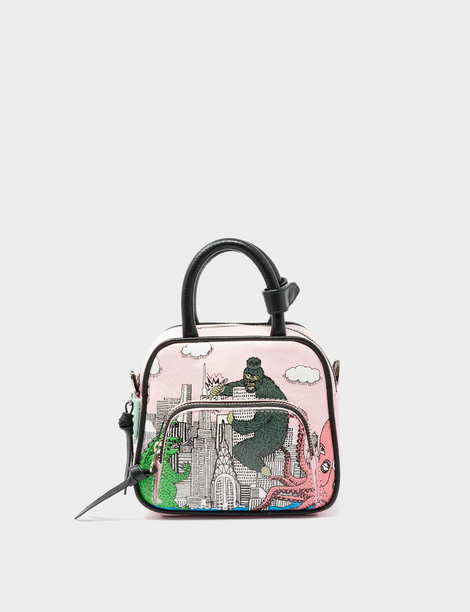 Marino Mini Crossbody Parfait Pink Leather Bag - Hairy Harold Print