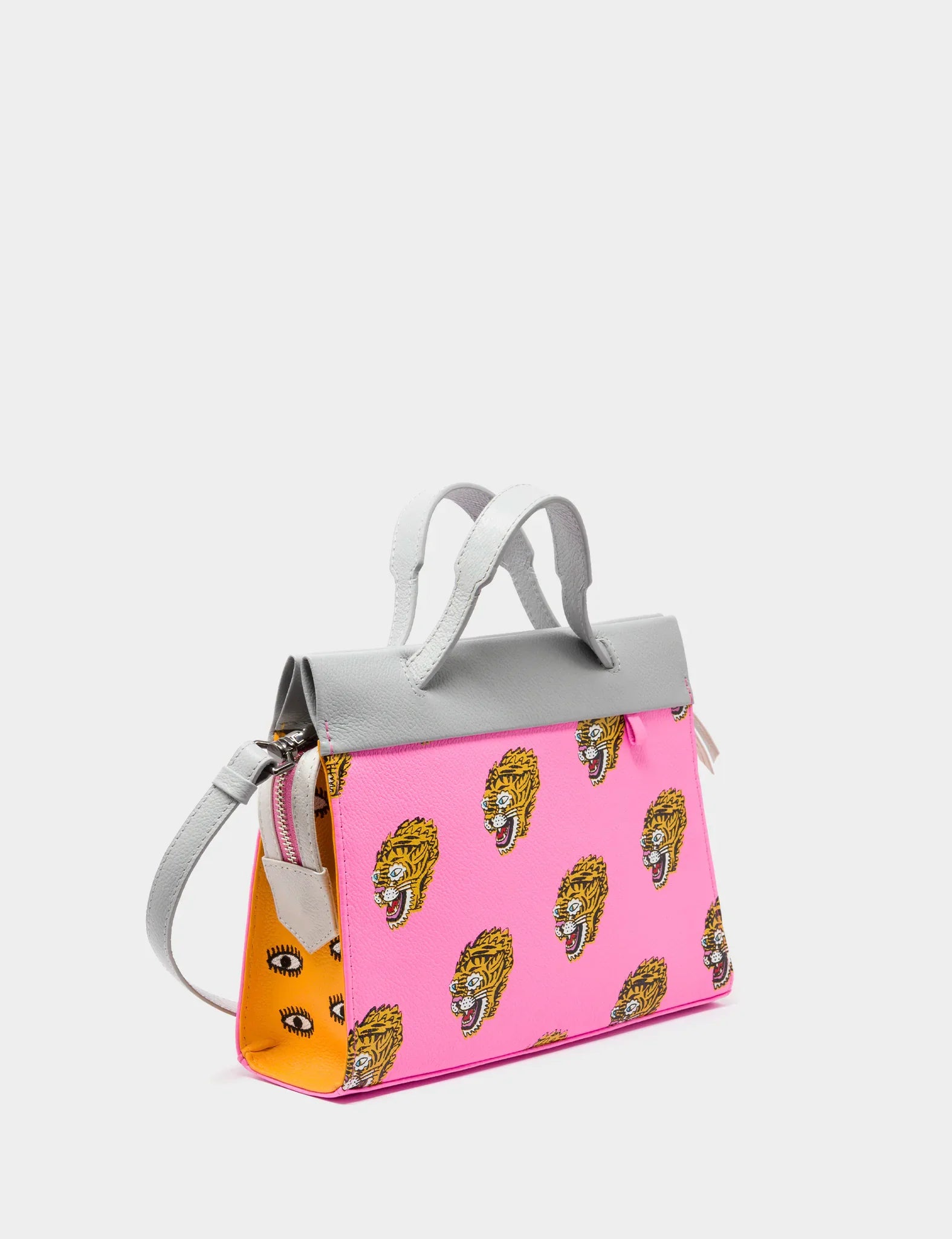 Vali Small Crossbody Bubblegum Pink Leather Bag - Blazing Tiger Design