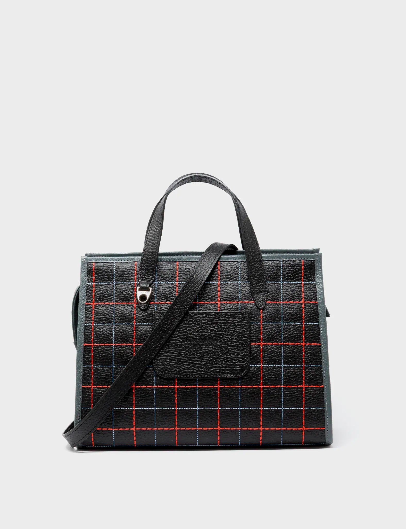 Simon Black Leather Medium Handbag - Lovestitch Design