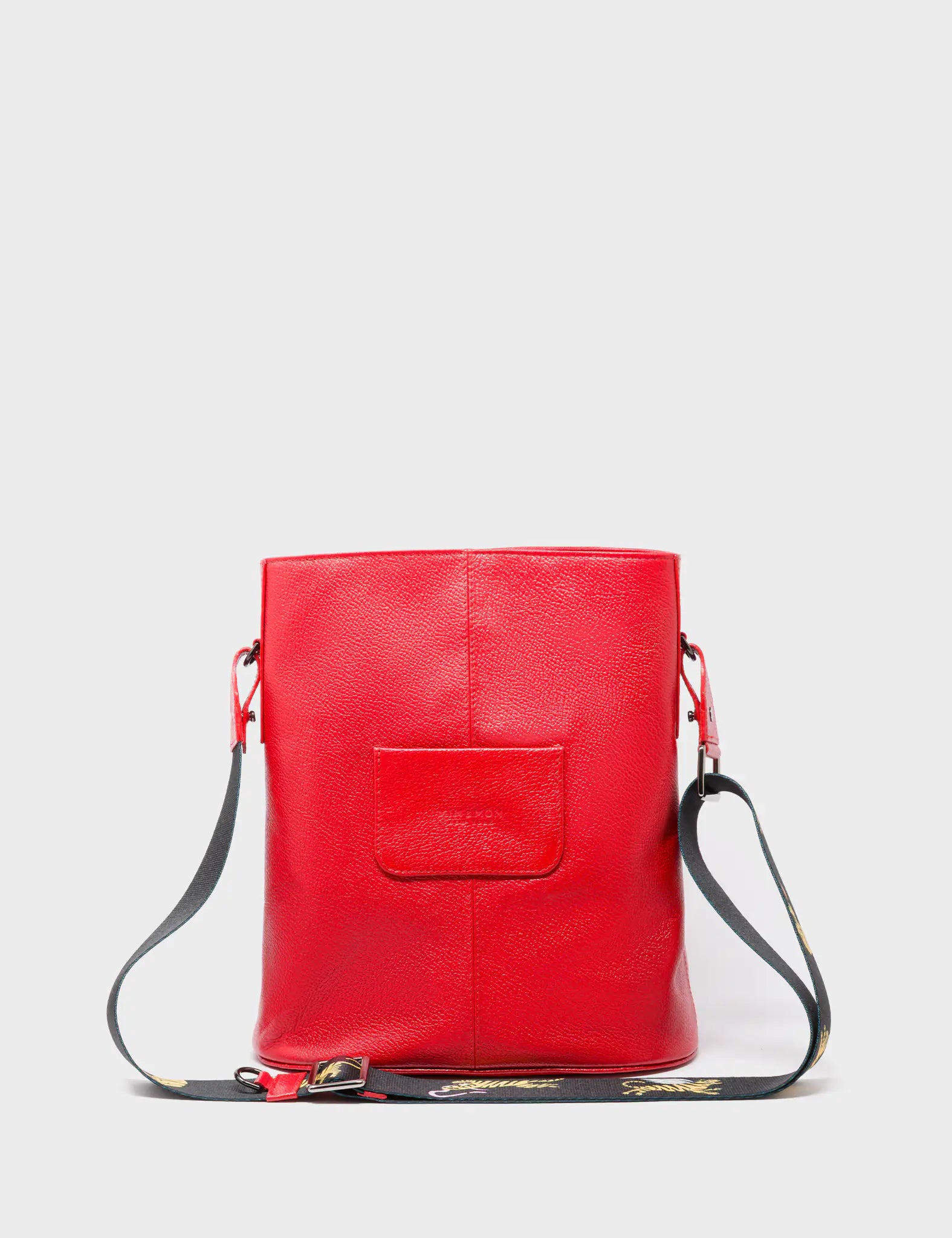 Vincent Jester Red Leather Shoulder Bag - Happy Tiger Embroidery