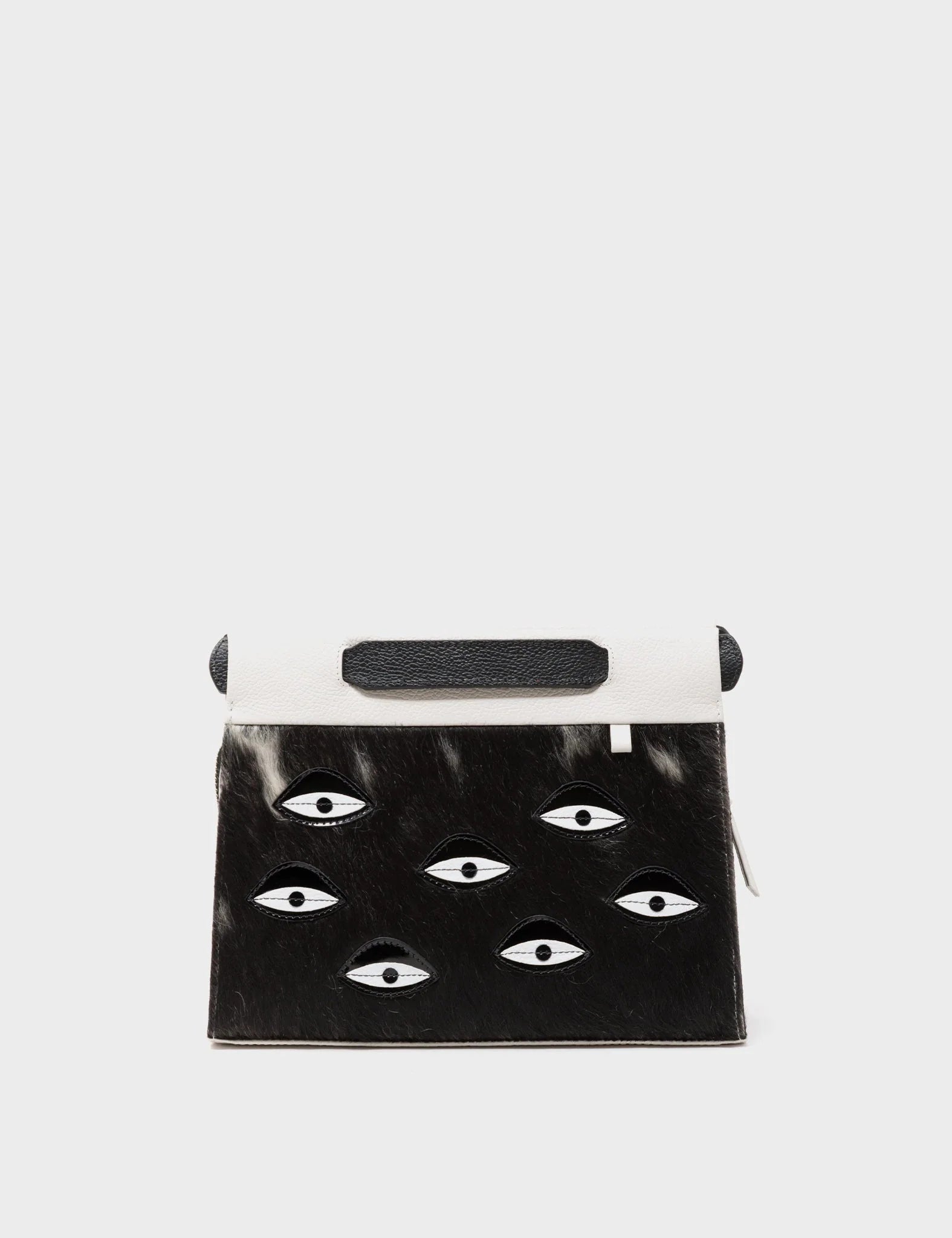 Vali Crossbody Small Cream Leather Bag - Eyes Applique Adjustable Handle