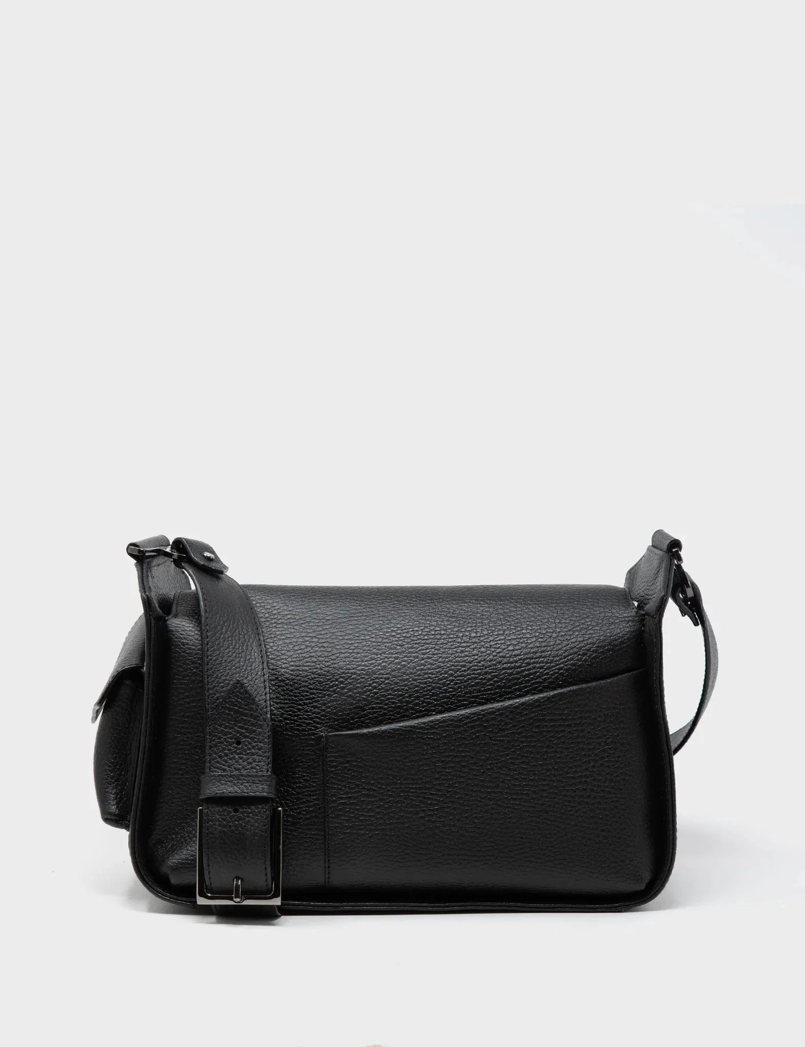 Houston Black Leather Shoulder Bag - Eyes Embroidery