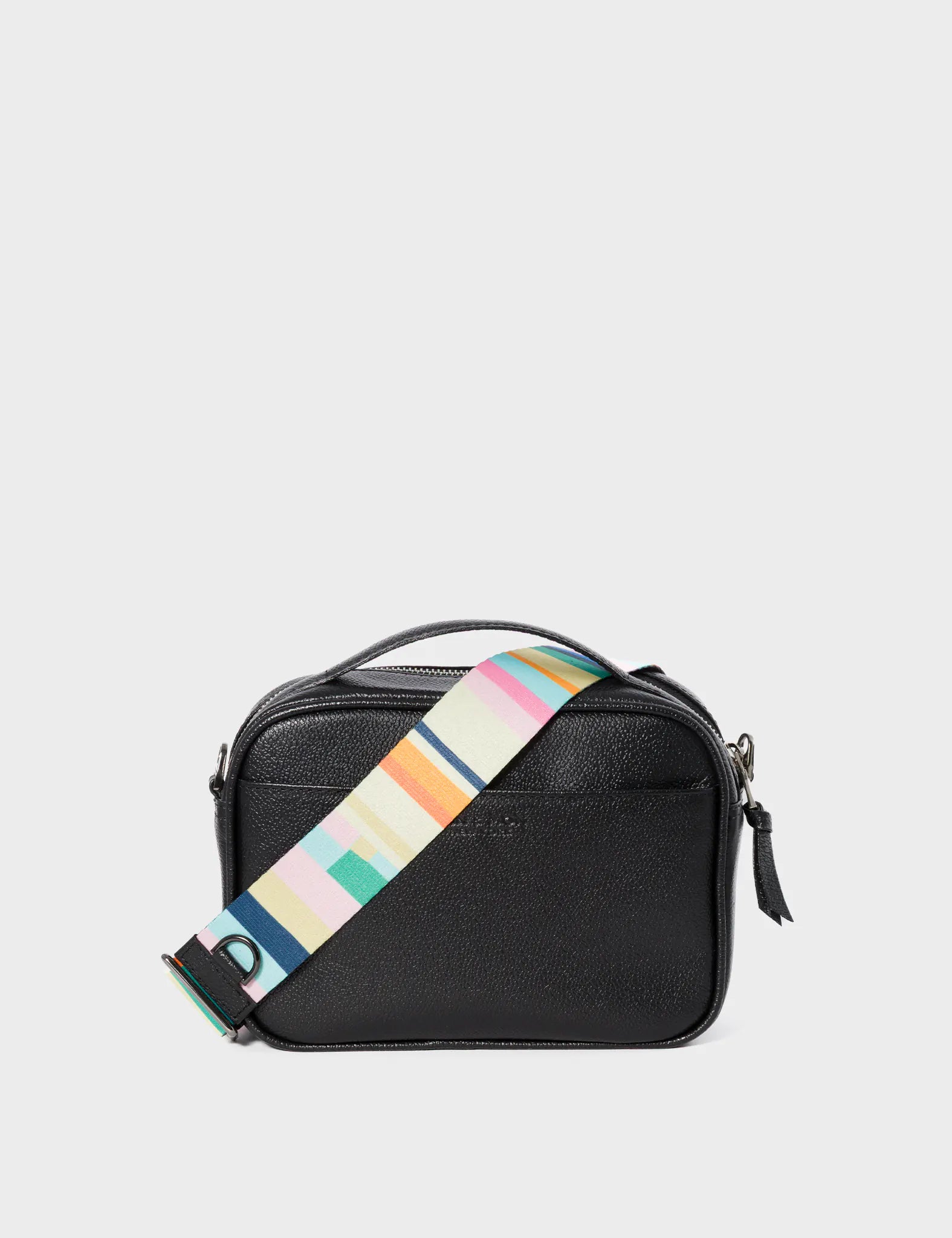 Verto Black Leather Crossbody Bag - Happy Mountains Print