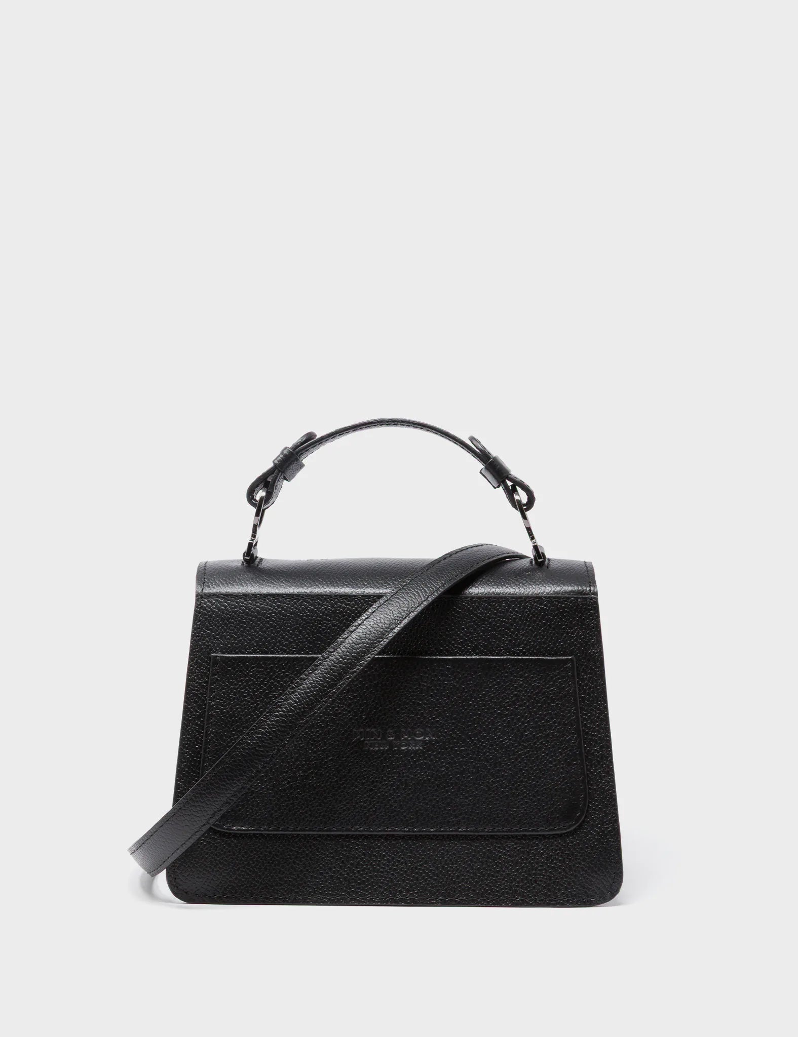 Silas Black Small Leather Crossbody Bag - All Over Eyes Embroidery