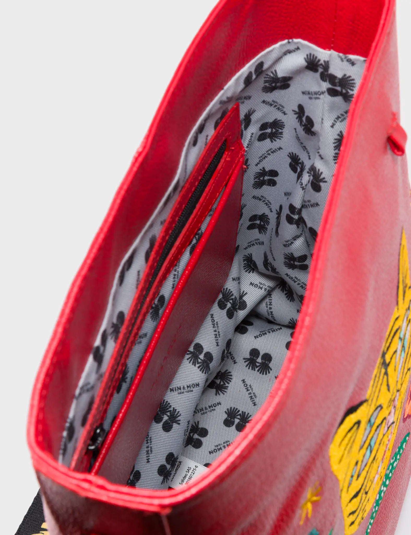 Vincent Jester Red Leather Shoulder Bag - Happy Tiger Embroidery