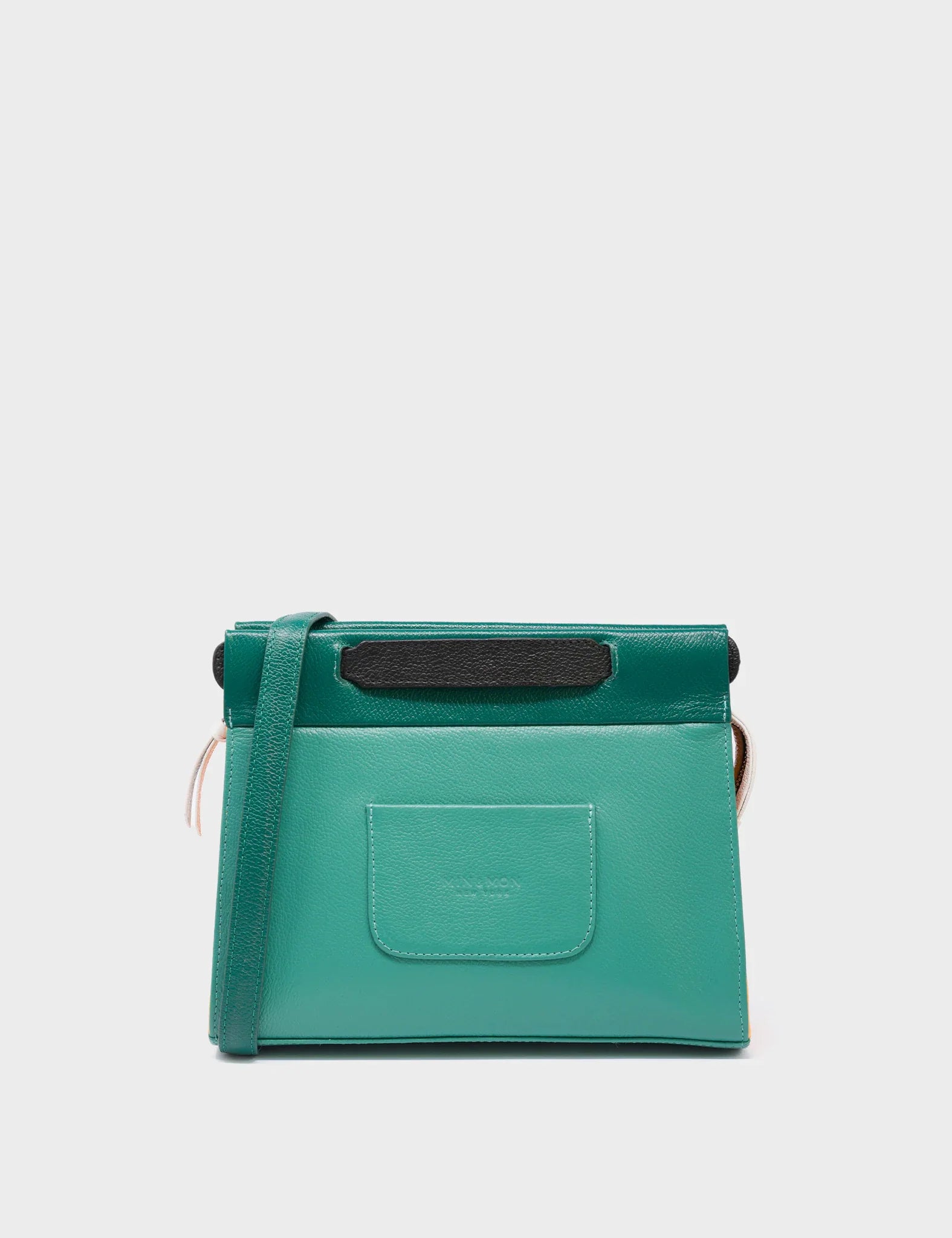 Vali Crossbody Small Deep Sea Green Leather Bag - Tiger and Flowers Embroidery