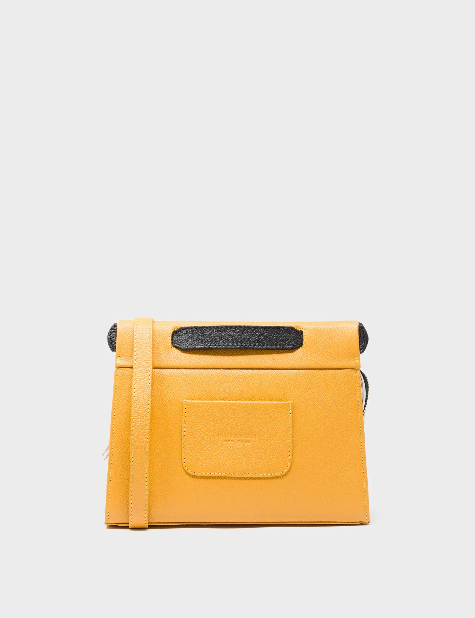 Vali Crossbody Small Golden And Black Leather Bag - Eyes Applique Adjustable Handle