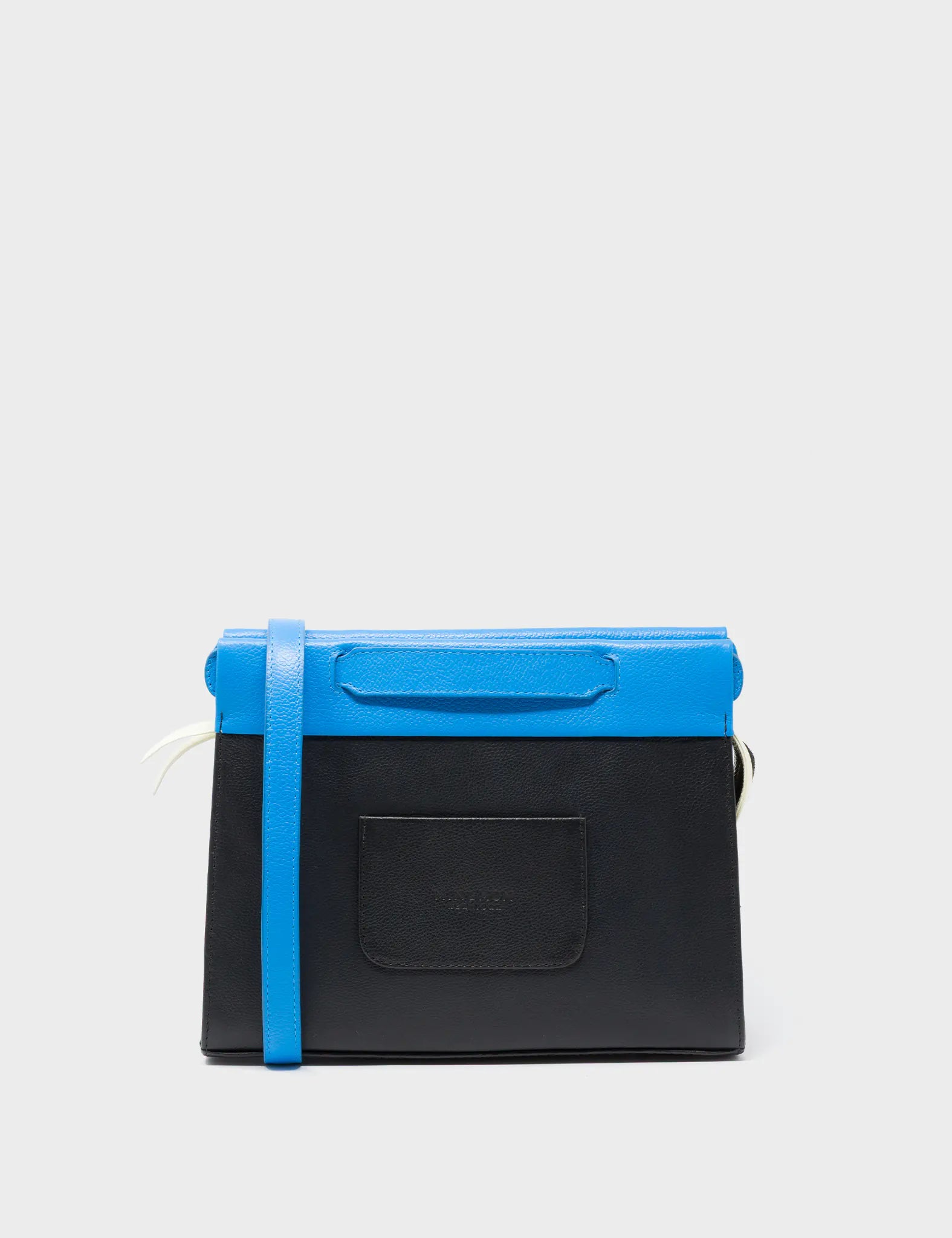 Vali Small Crossbody Ibiza Blue and Black Leather Bag - Happy Mountains Print