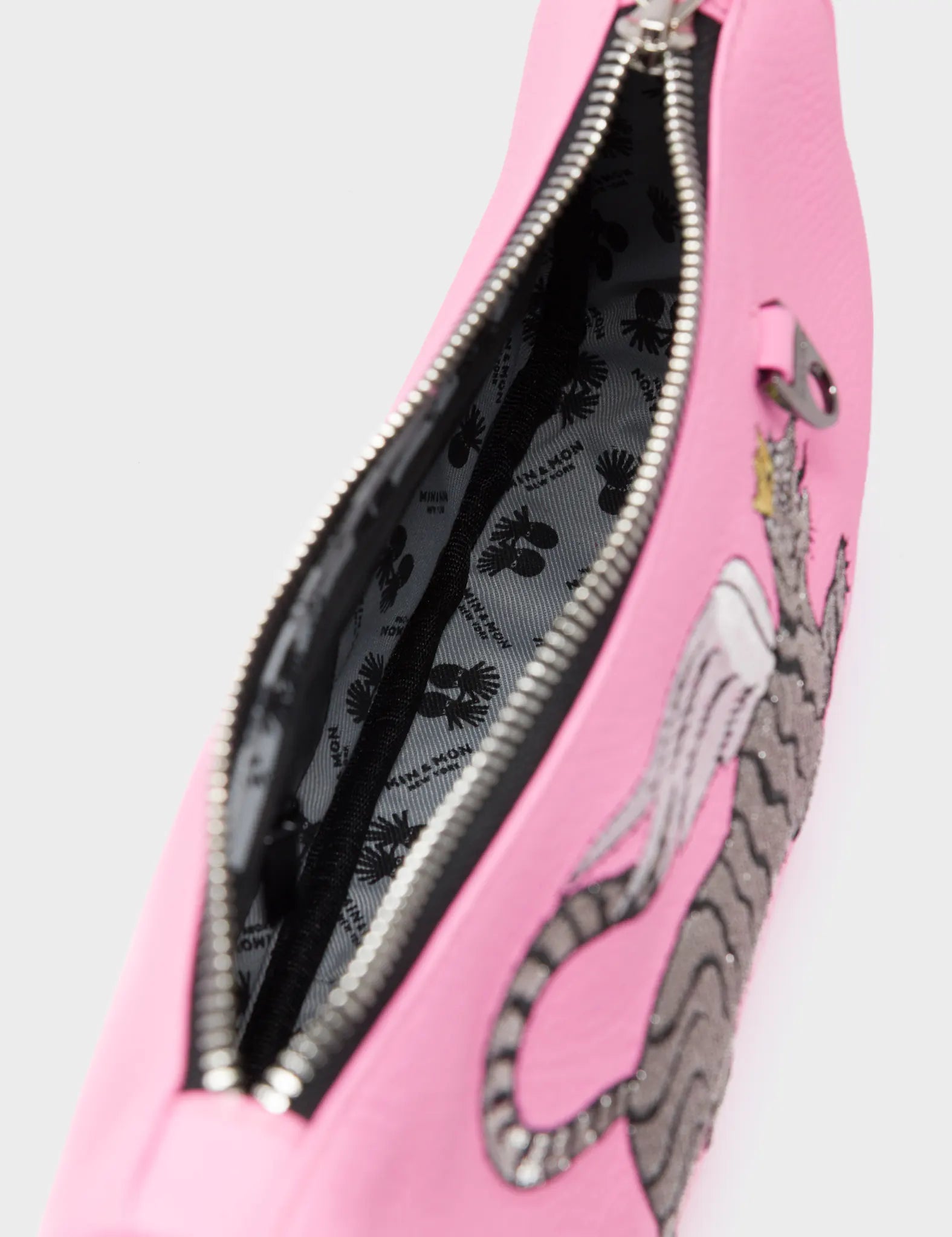 Lucas Hobo Mini Soft Neon Pink Handbag - Winged Tiger Embroidery