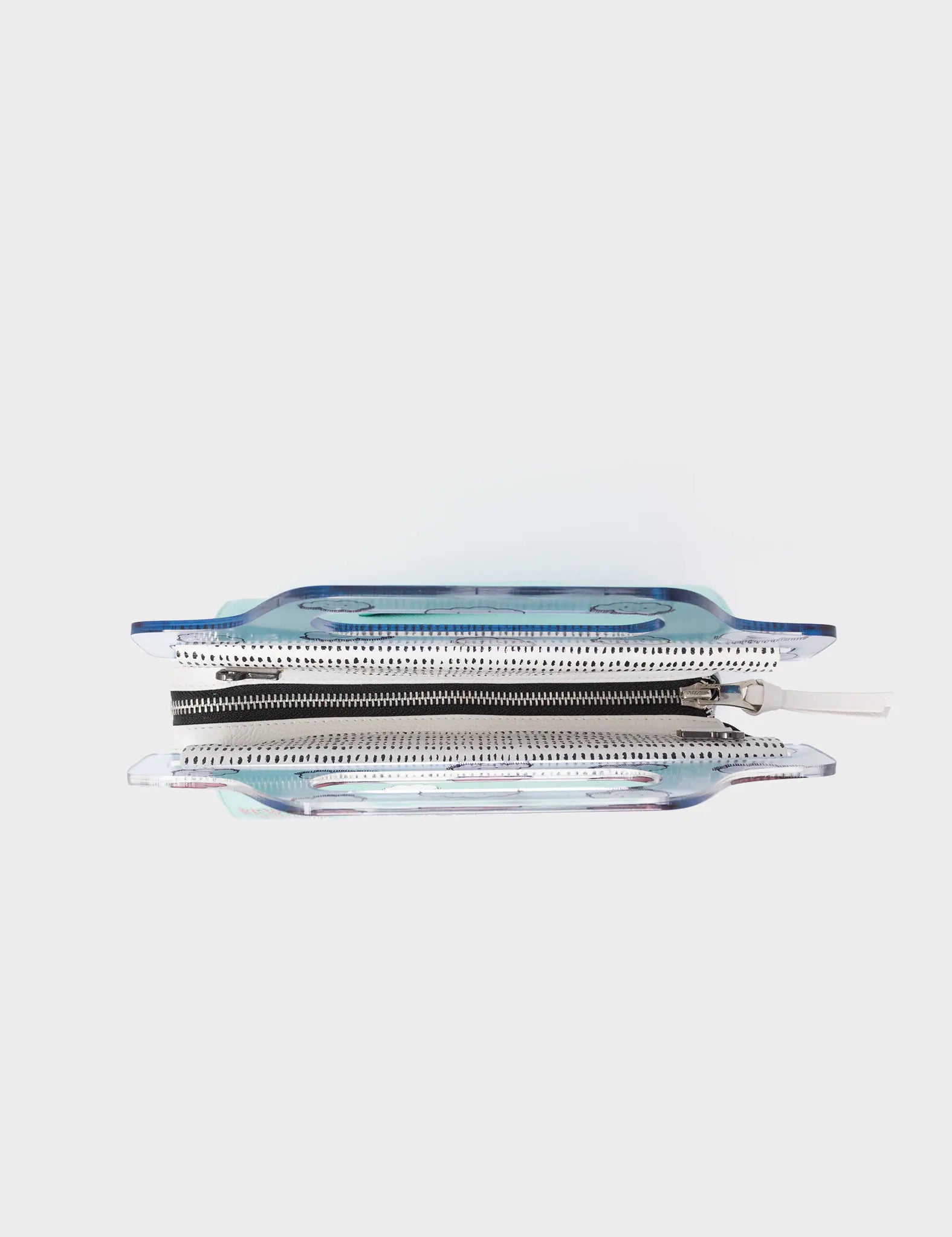 Vali Oceanic Green and Black Leather Crossbody Handbag Plastic Handle - Hairy Harold Print