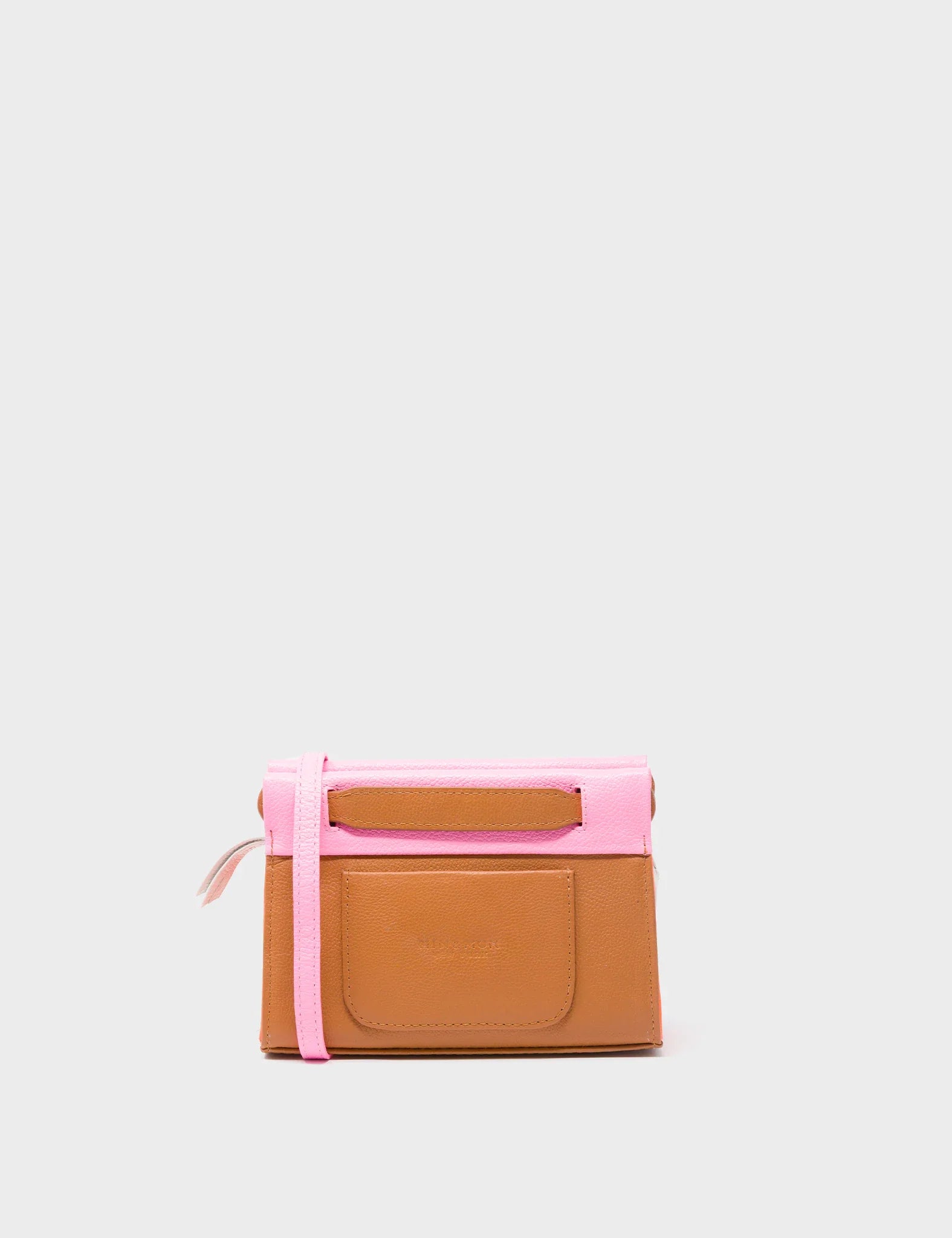 Vali Crossbody Micro Bubblegum Pink and Neon Orange Leather Bag - Eyes Applique Adjustable Handle