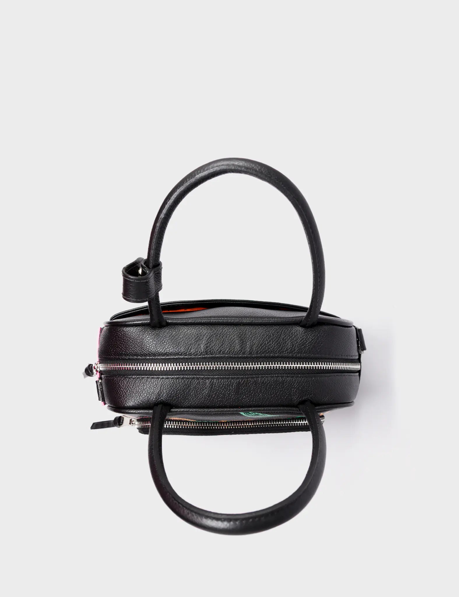 Marino Medium Crossbody Black Leather Bag - Tiger And Snake Print