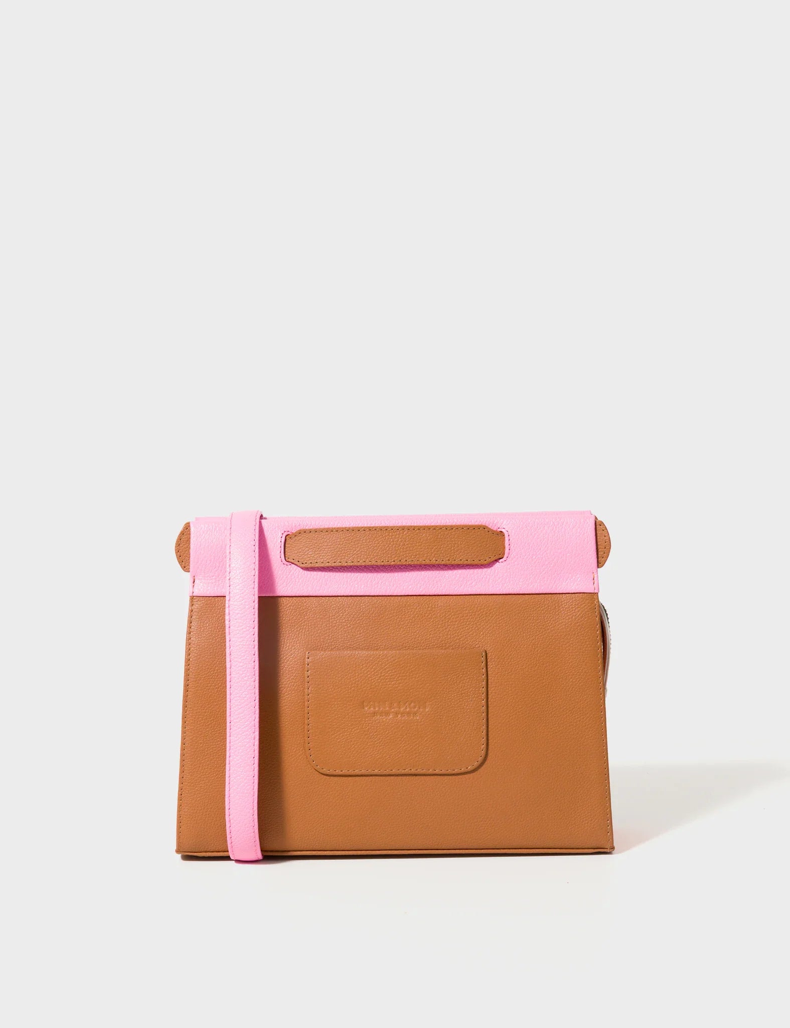 Vali Crossbody Small Bubblegum Pink And Neon Orange Leather Bag - Eyes Applique Adjustable Handle