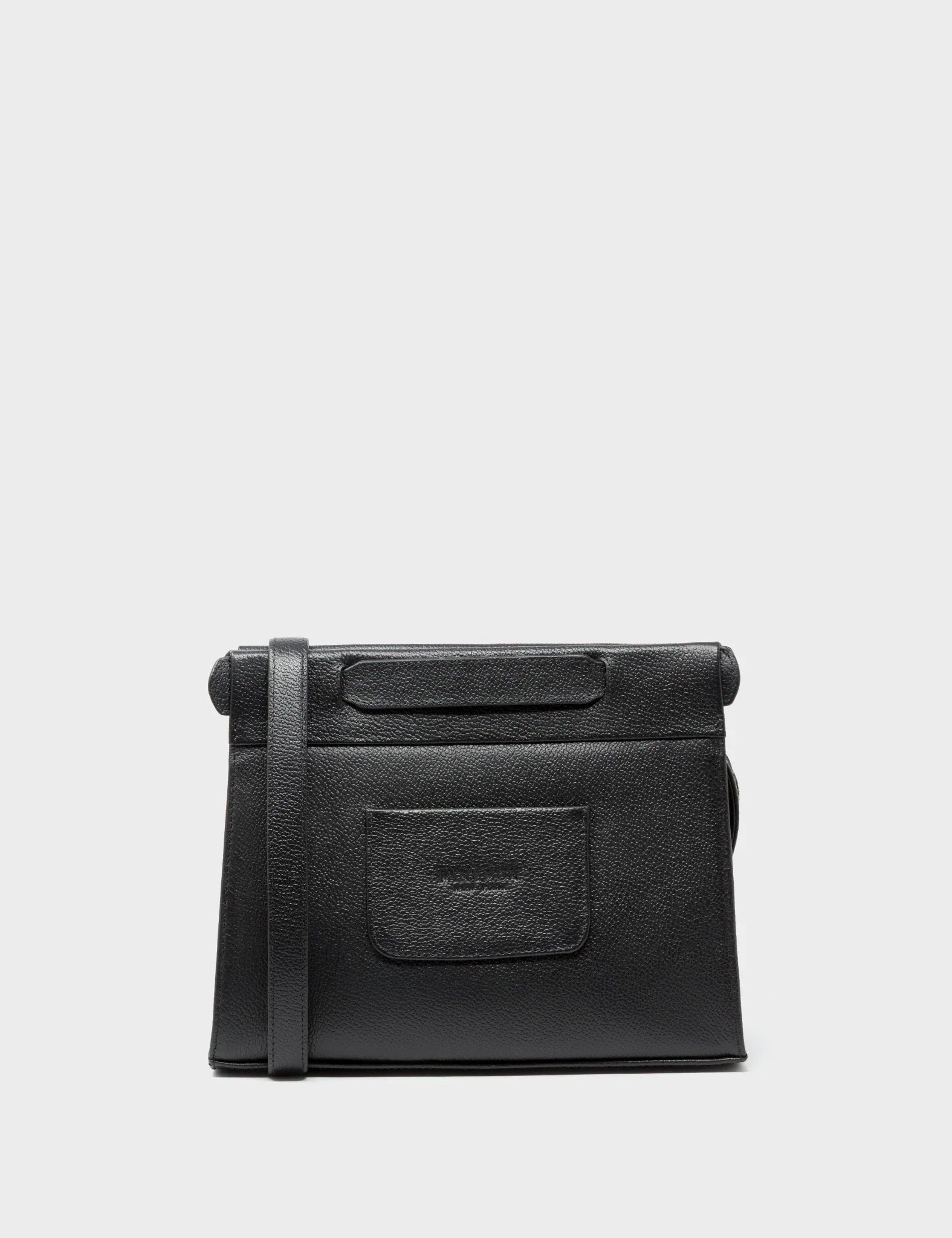 Vali Crossbody Small Black Leather Bag - Eyes Applique Adjustable Handle