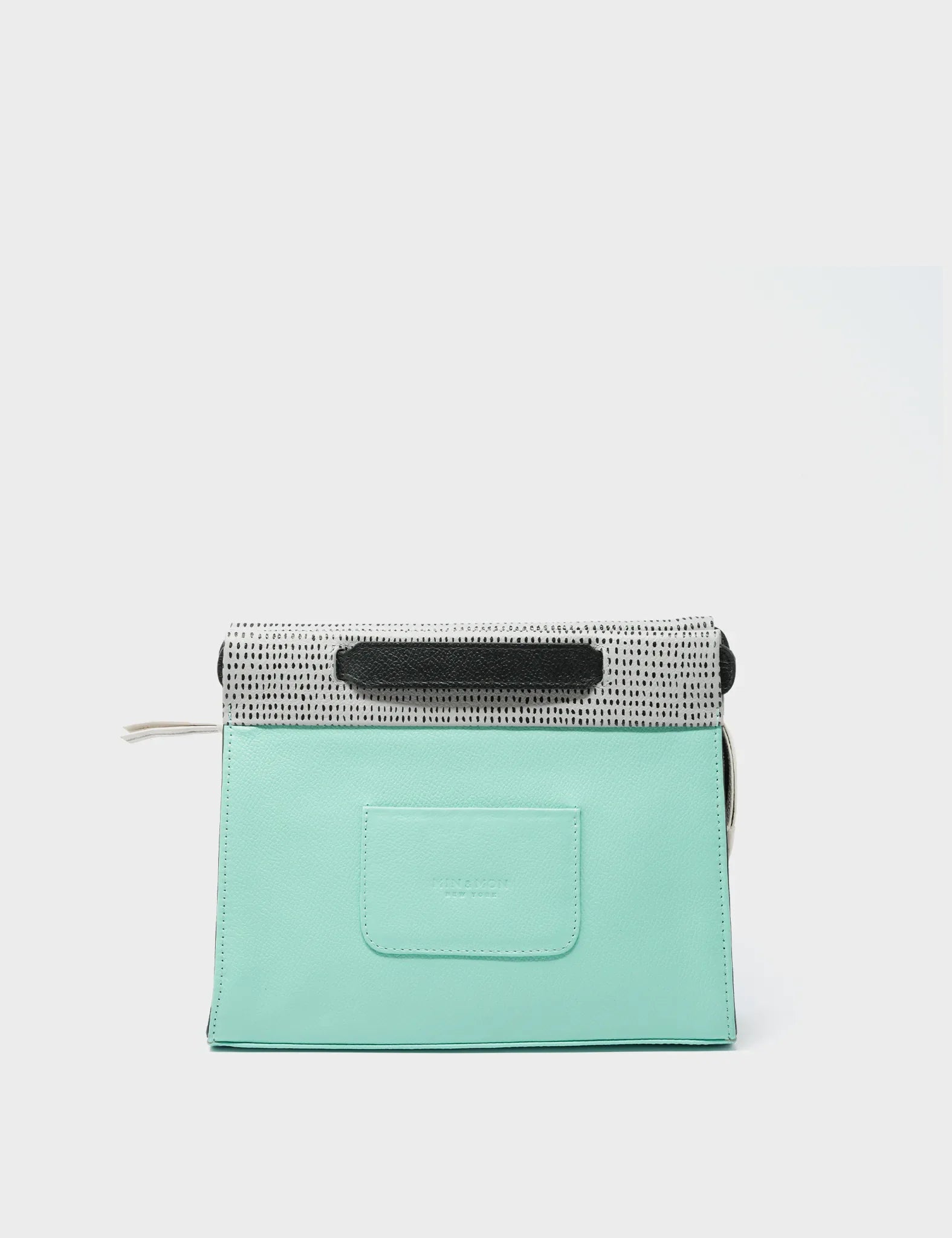 Vali Small Crossbody Oceanic Green and Black Leather Bag - Hairy Harold Print