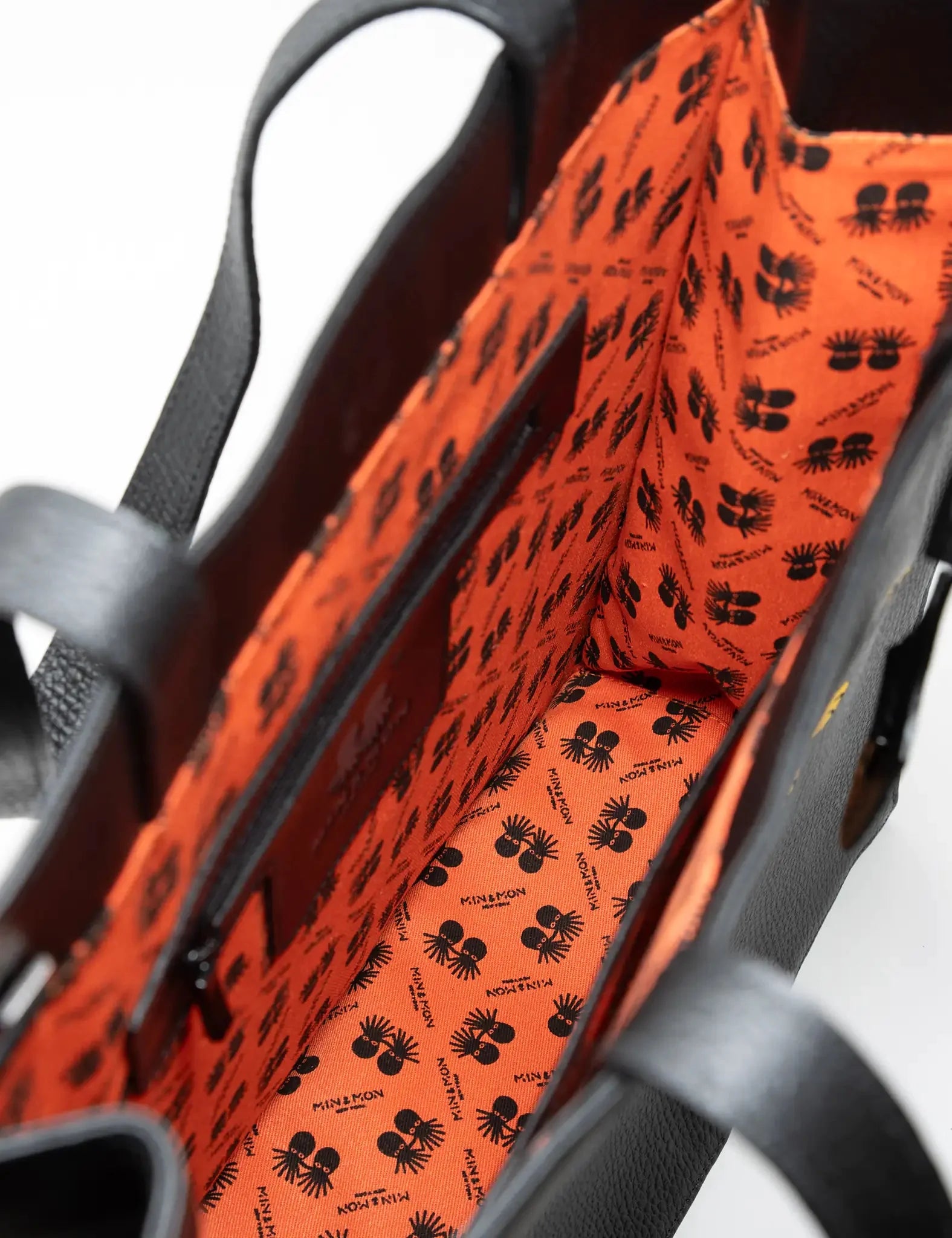 Marko Black Leather Tote Bag - Flying Tiger Embroidery