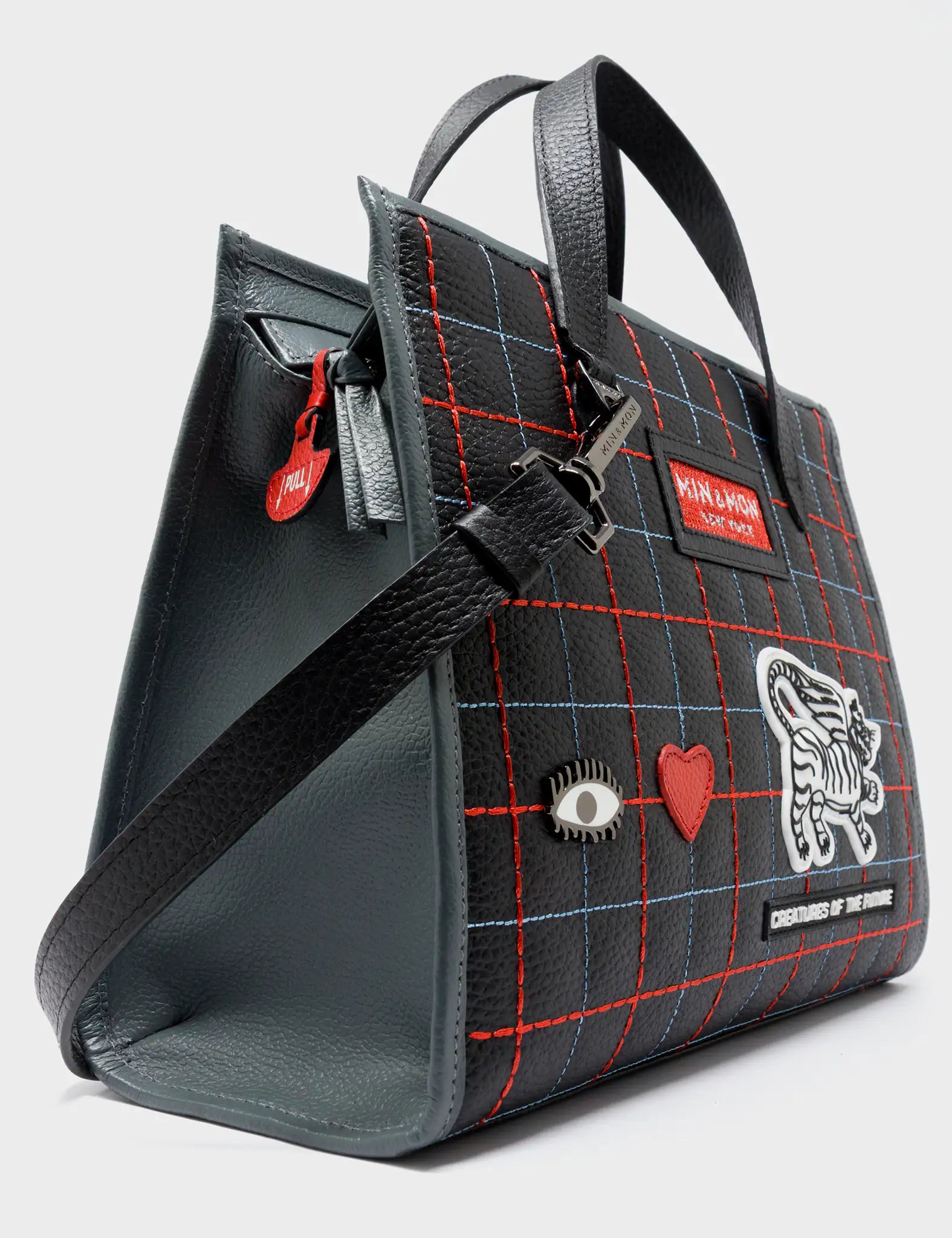 Simon Black Leather Medium Handbag - Lovestitch Design