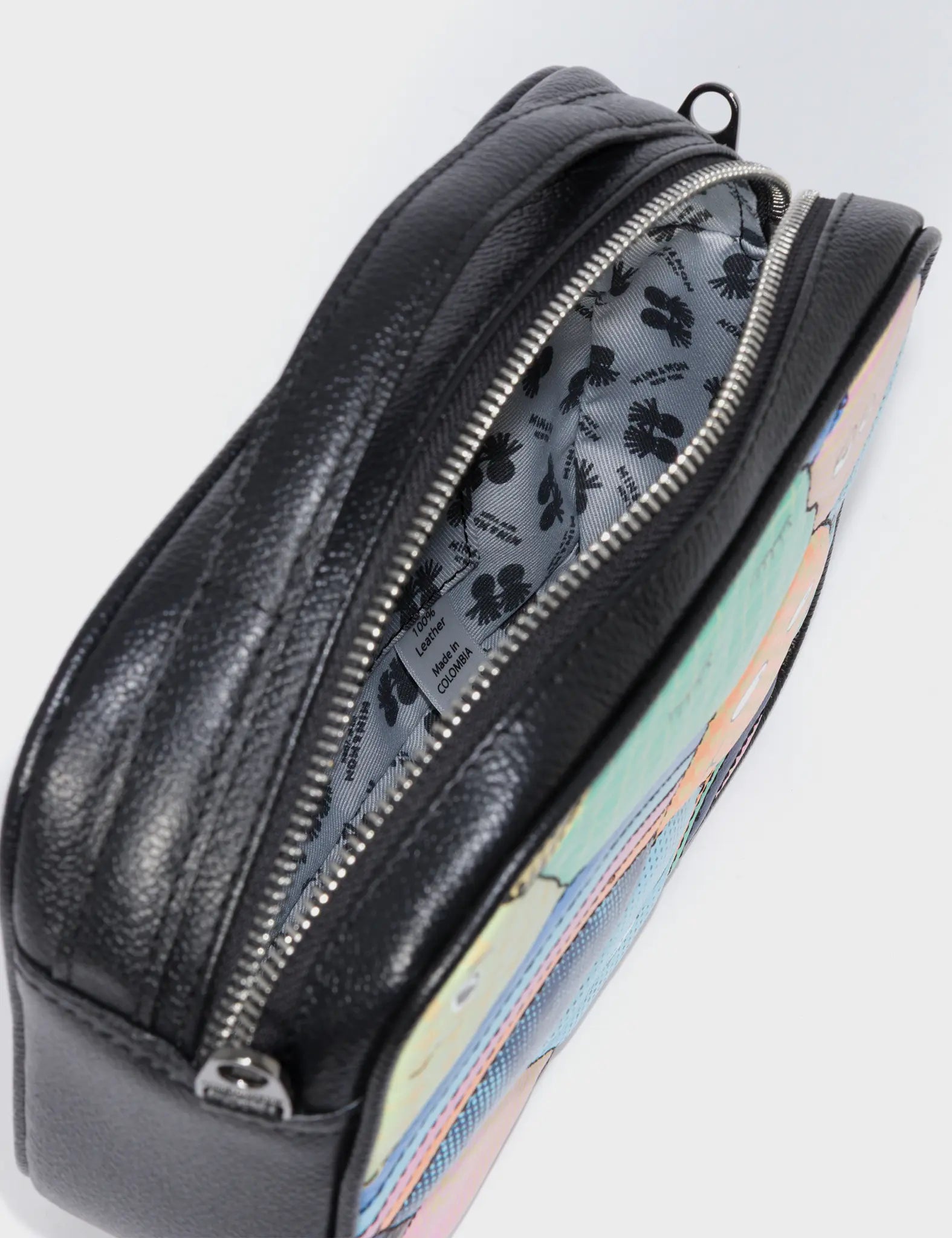 Verto Black Leather Crossbody Bag - Happy Mountains Print