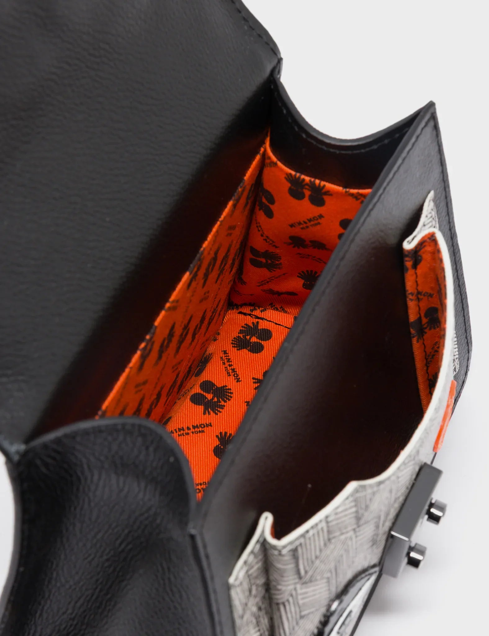 Silas Black Small Leather Crossbody Bag - All Over Eyes Embroidery