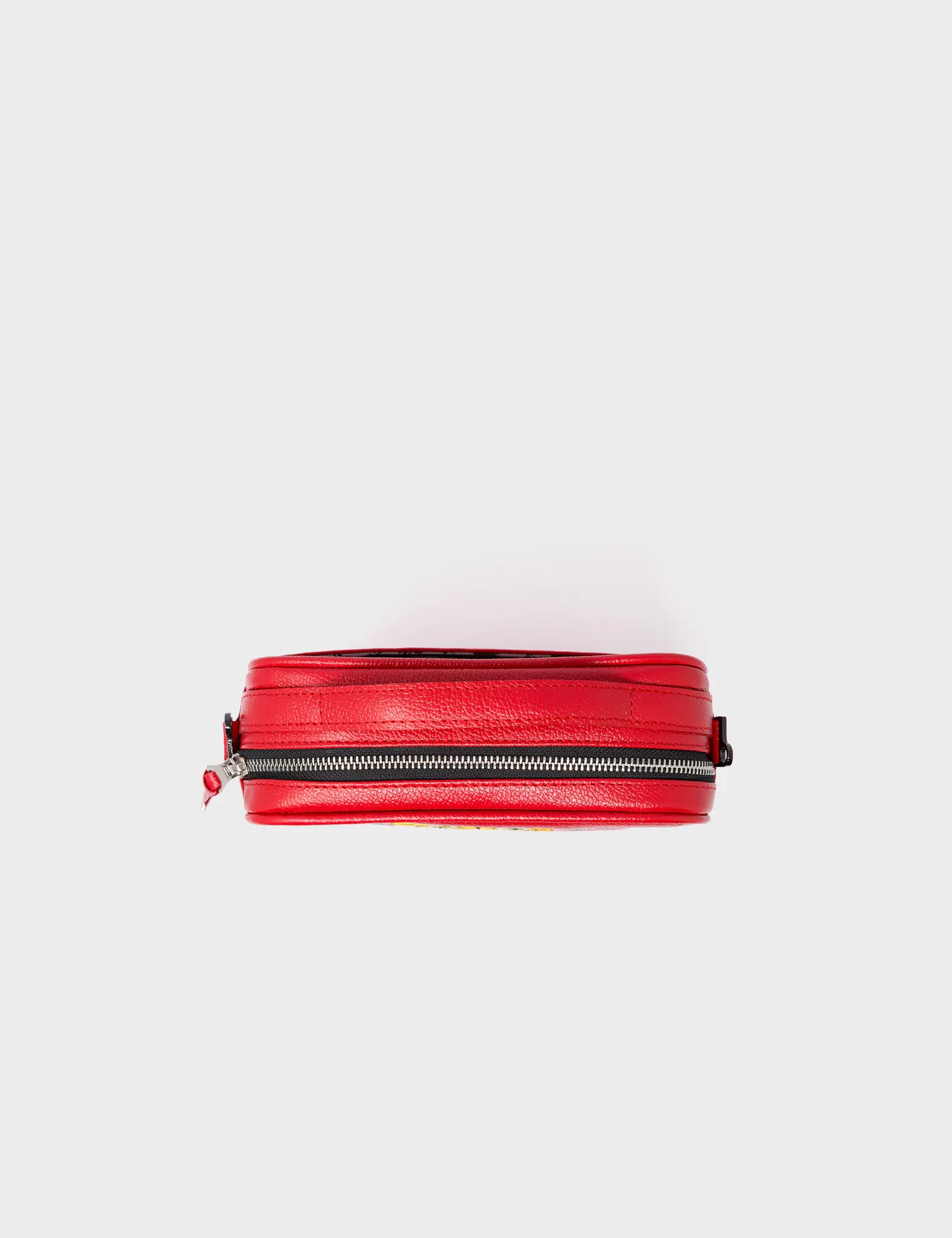 Verto Jester Red Leather Crossbody Bag - Happy Tiger Embroidery