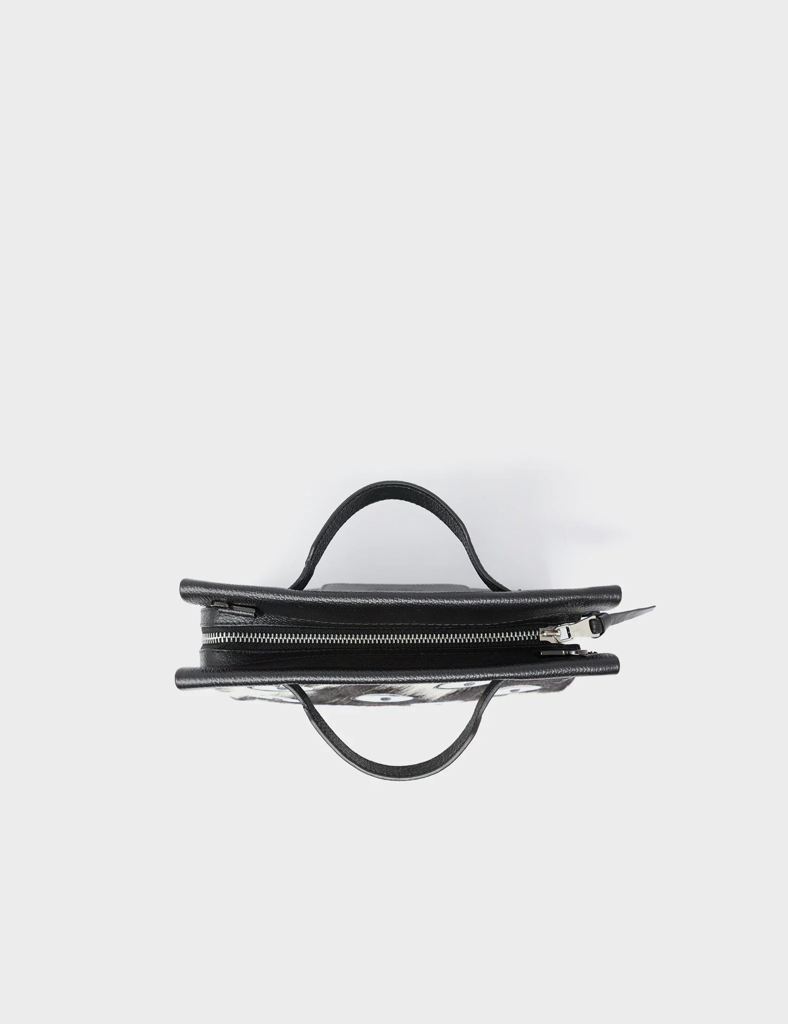 Vali Crossbody Small Black Leather Bag - Eyes Applique Adjustable Handle