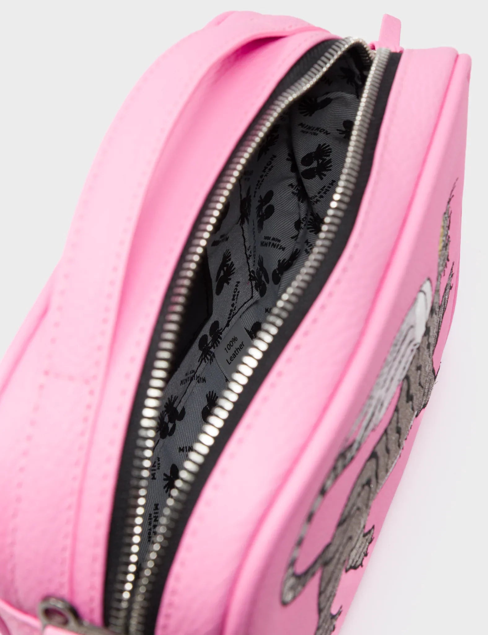 Verto Soft Neon Pink Leather Crossbody Bag - Winged Tiger Embroidery