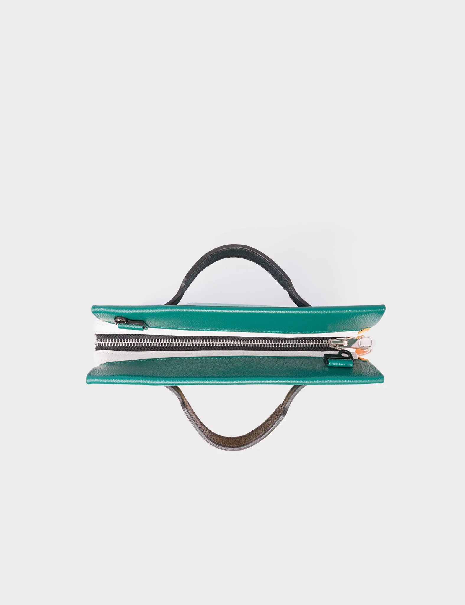 Vali Crossbody Small Deep Sea Green Leather Bag - Tiger and Flowers Embroidery