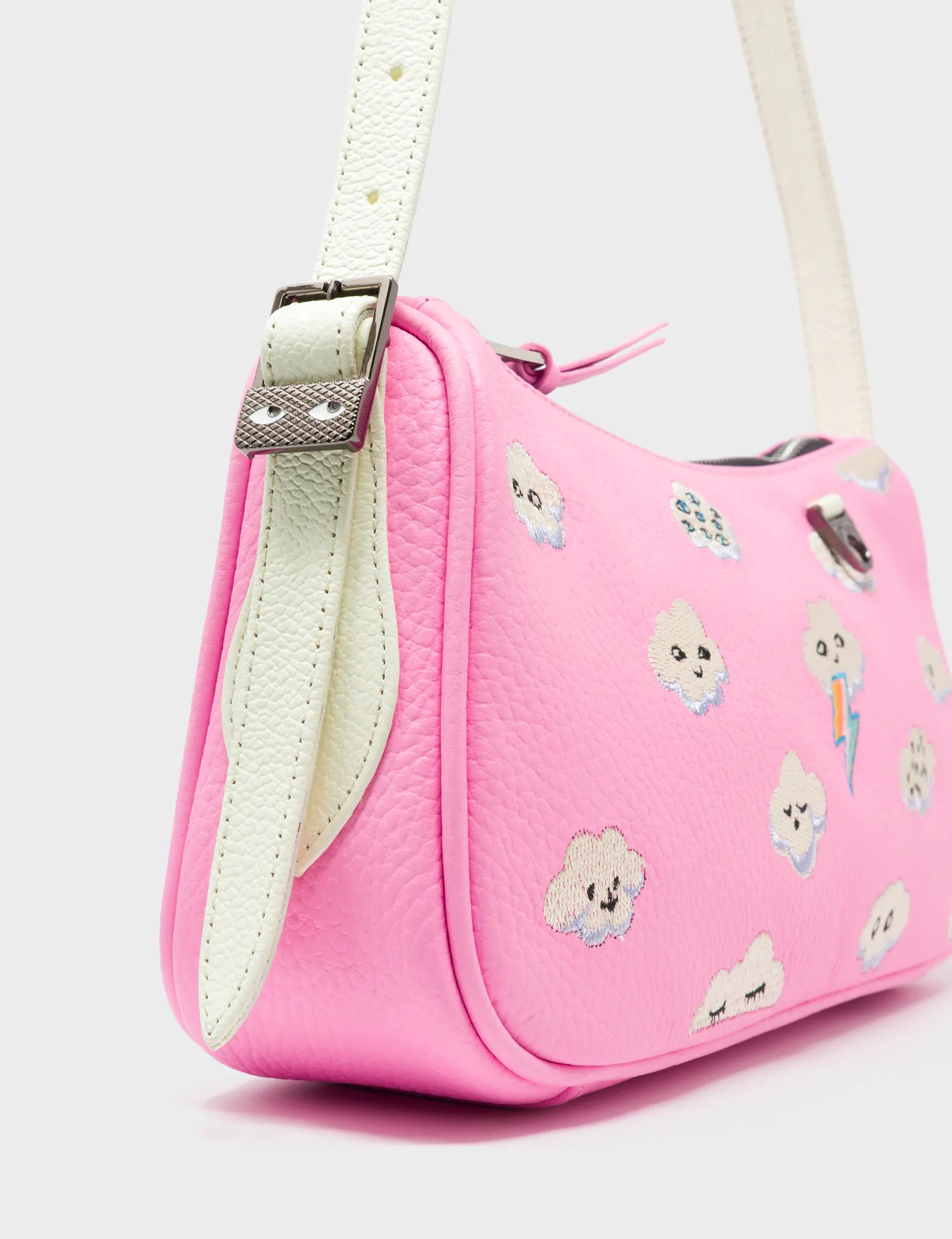 Lucas Hobo Mini Bubblegum Pink Handbag - Happy Clouds Embroidery