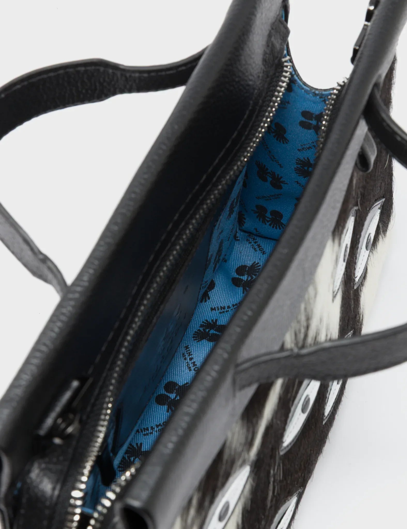 Vali Crossbody Small Black Leather Bag - Eyes Applique Adjustable Handle