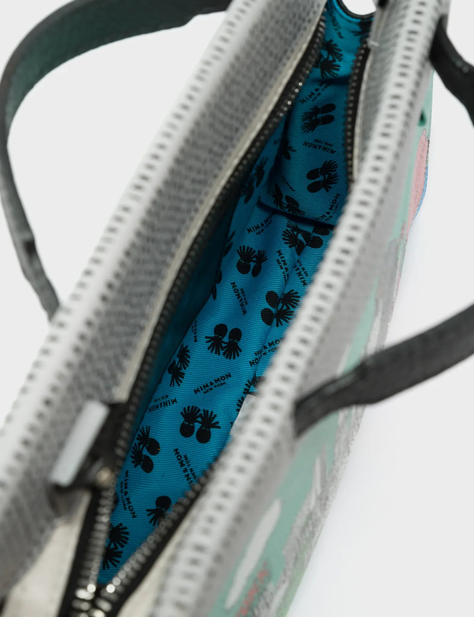 Vali Small Crossbody Oceanic Green and Black Leather Bag - Hairy Harold Print