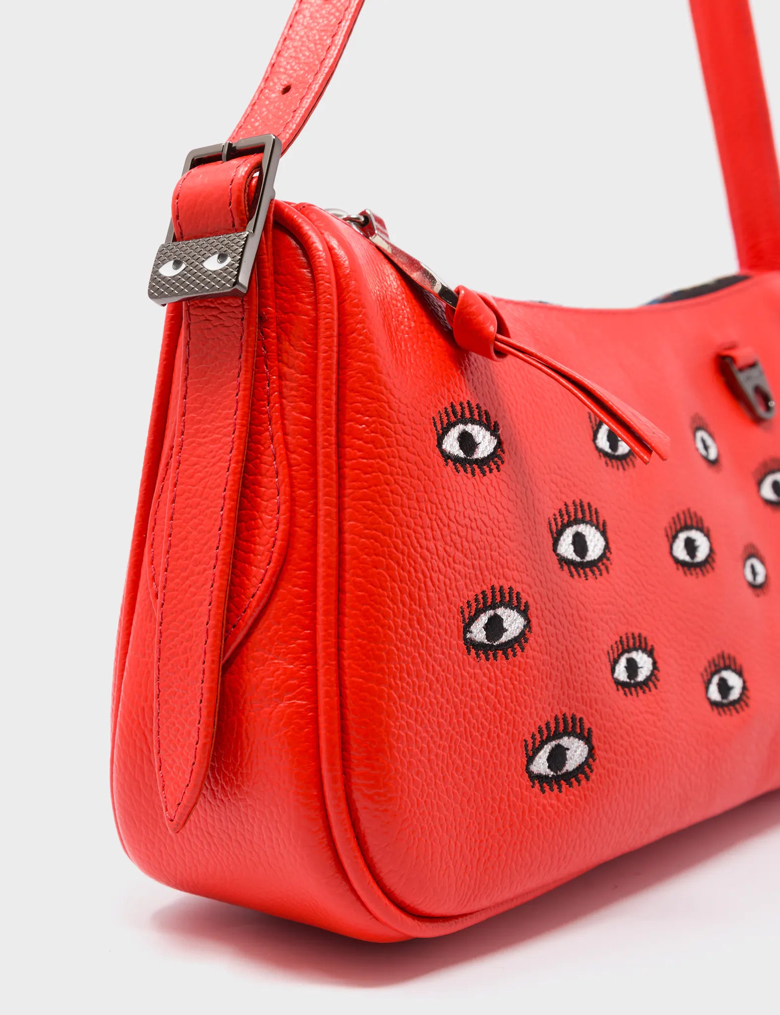 Lucas Hobo Mini Fiesta Red Handbag - All Over Eyes Embroidery