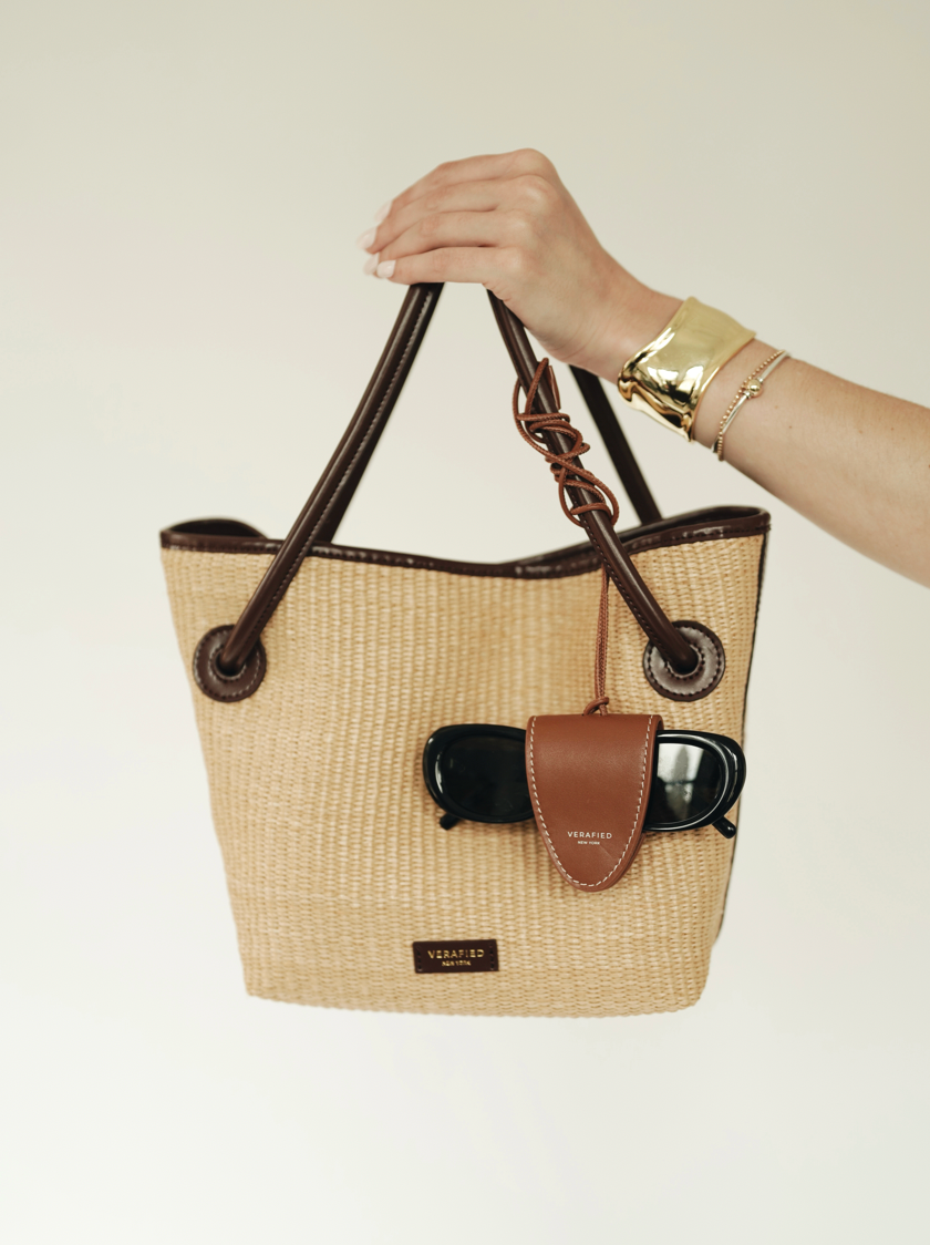 Leather-trimmed Raffia Bucket Bag (Final Sale)