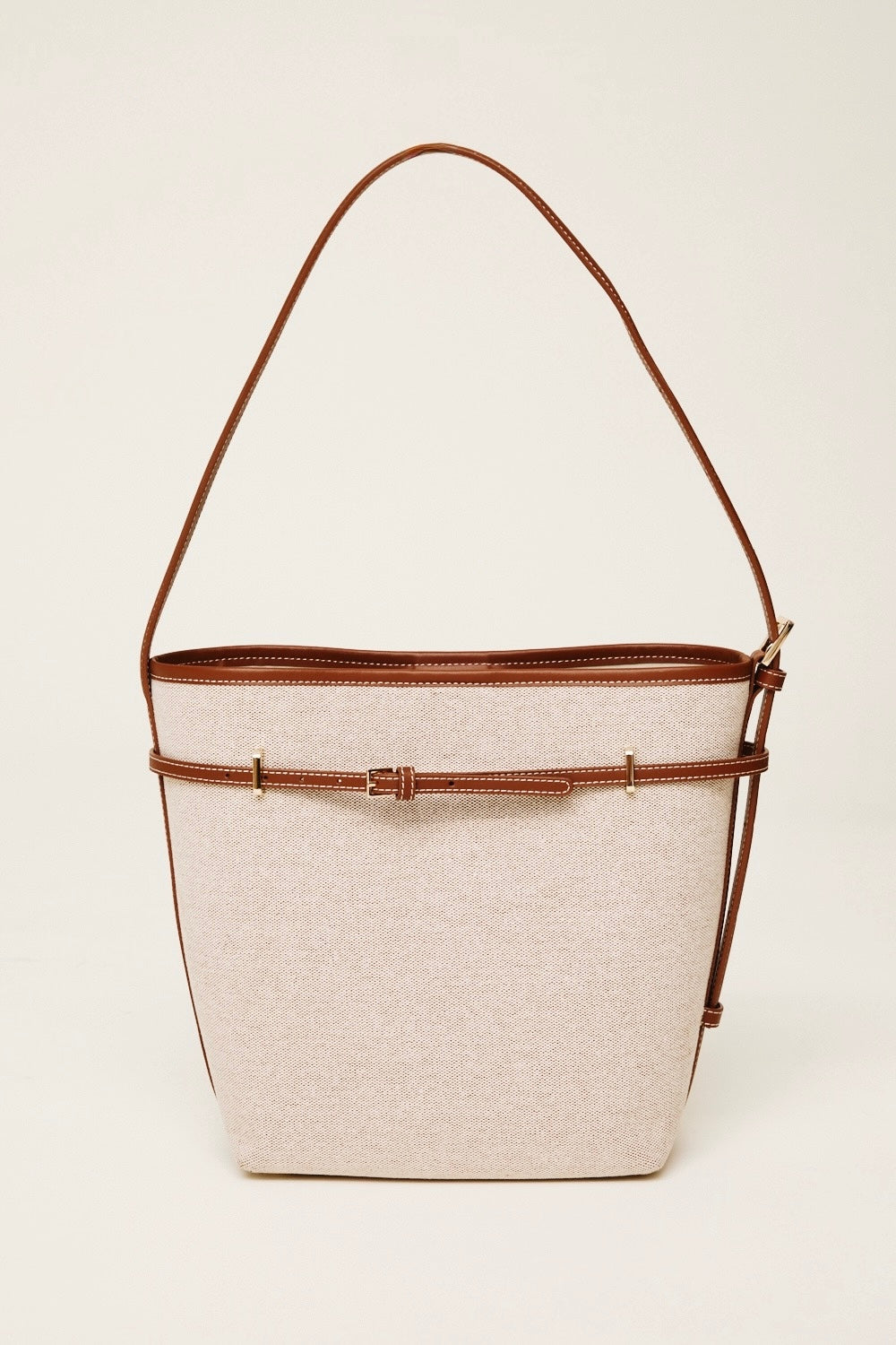 Small Caramel Canvas Belted Tote Bag (Final Sale)