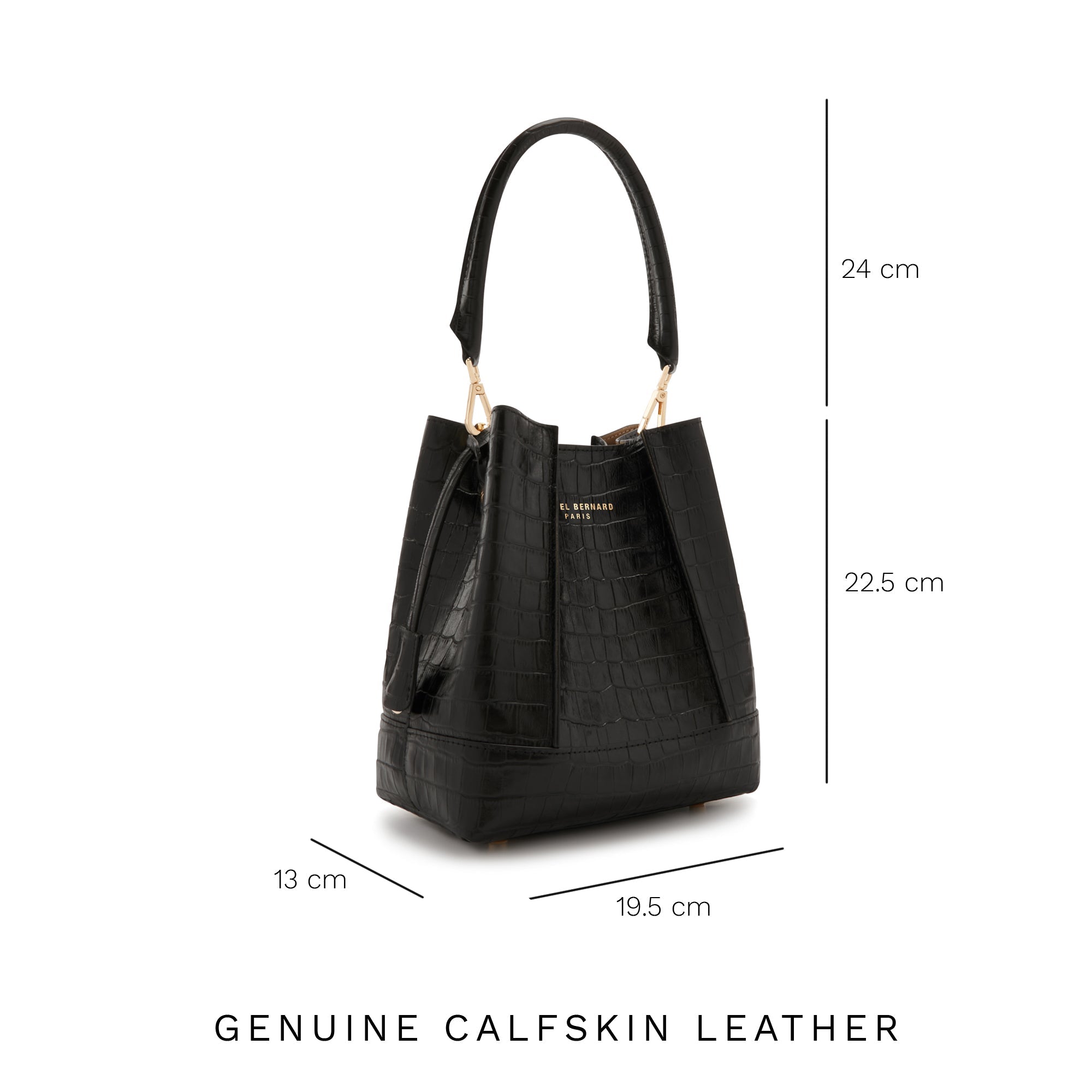 Femme Forte Minette croco black calfskin leather handbag