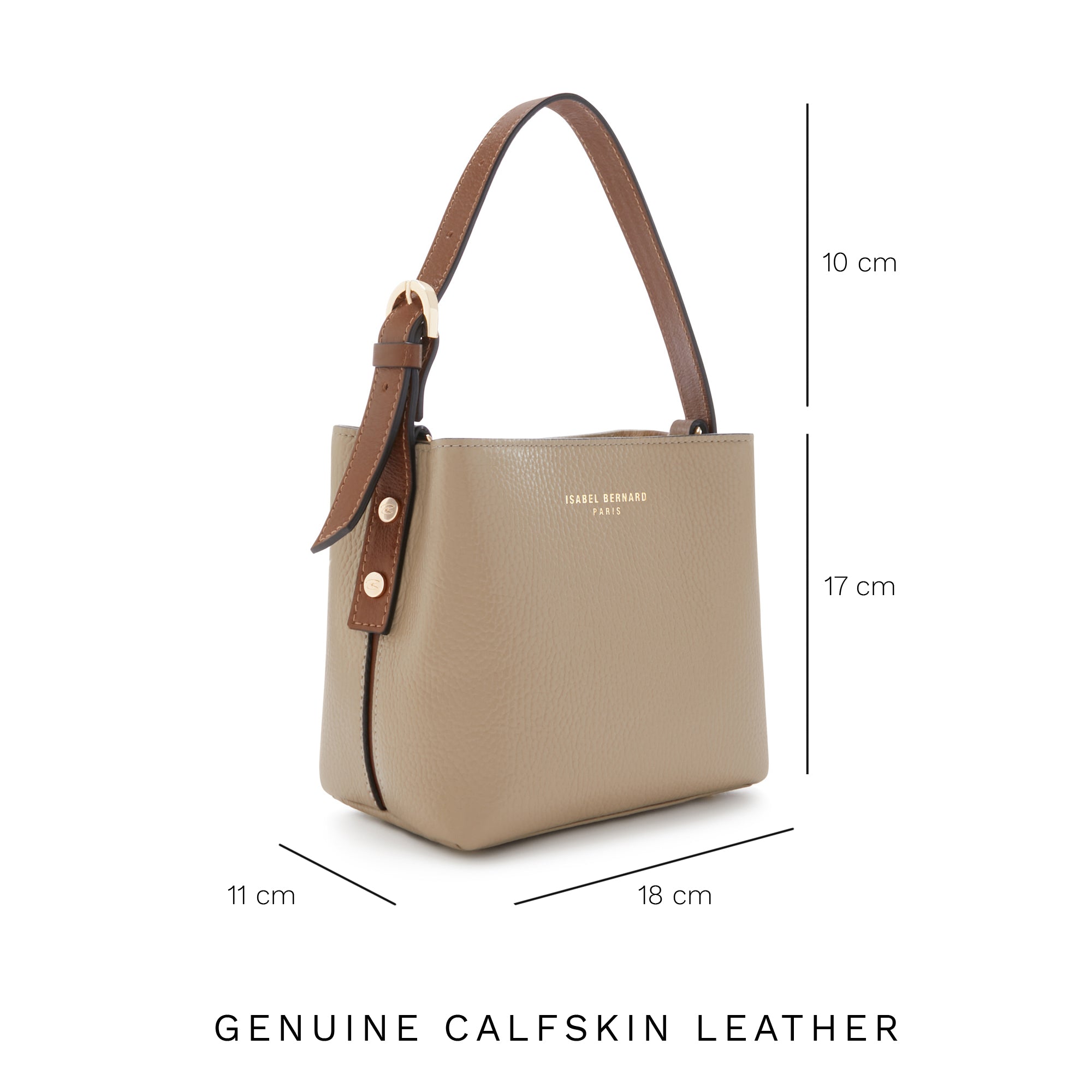 Honoré Adriane Mini taupe leather handbag calfskin leather