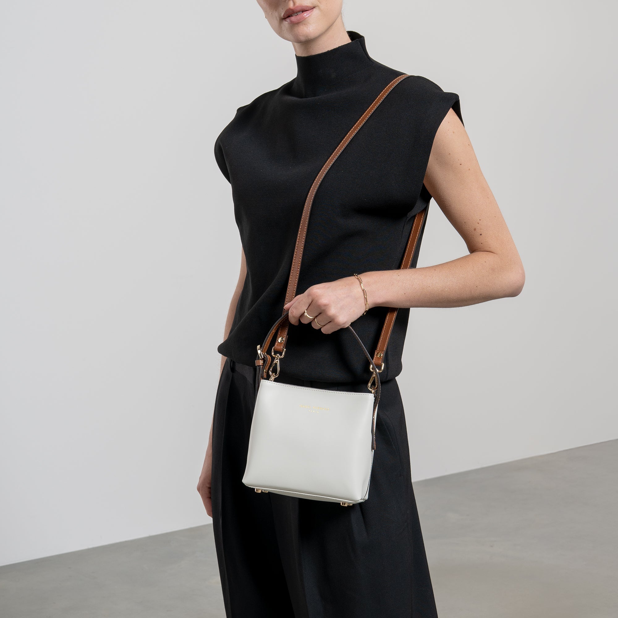 Honoré Adriane Mini white leather handbag calfskin leather