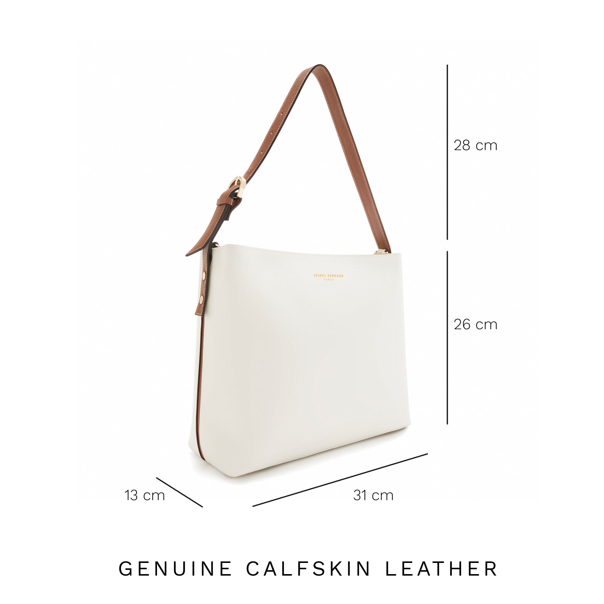 Honoré Adriane Midi white leather shoulder bag calfskin leather