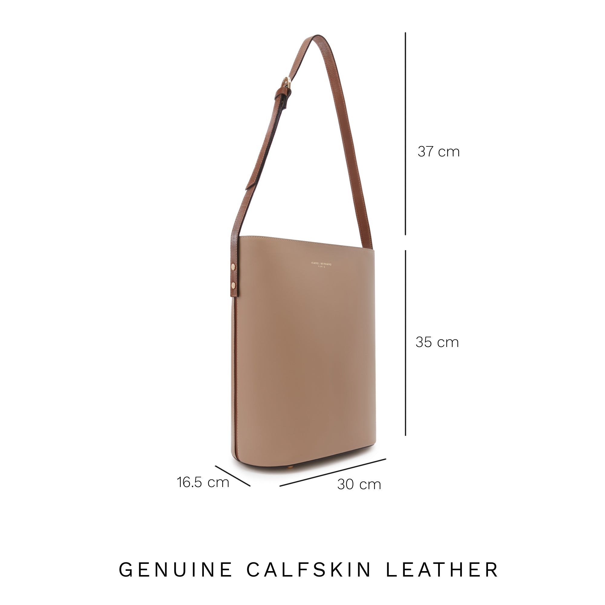 Honoré Lora taupe calfskin leather shoulder bag with laptop pocket