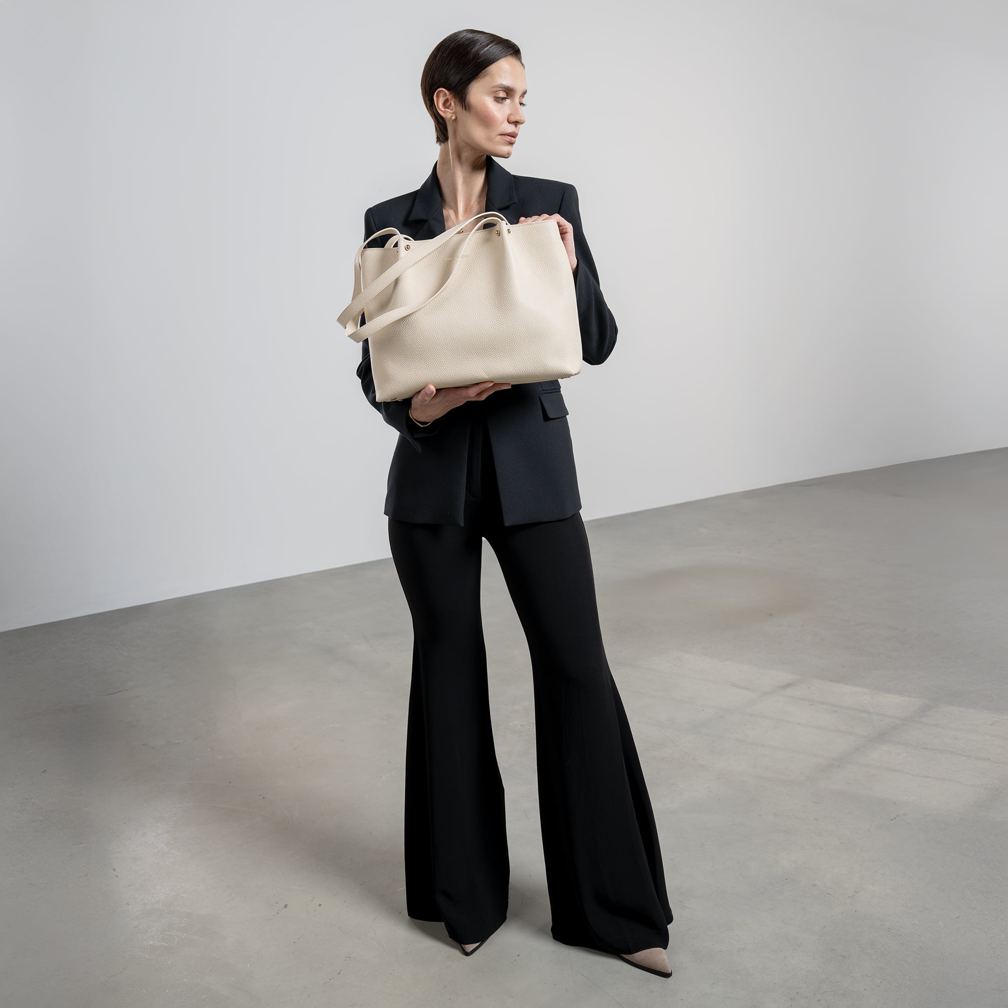 Honoré Nata cream leather shopper calfskin leather